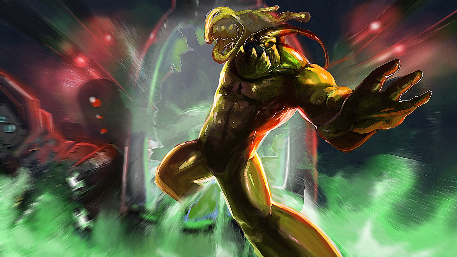1920x1080 Zac Dominates: HD League of Legends Epic Action Wallpaper
