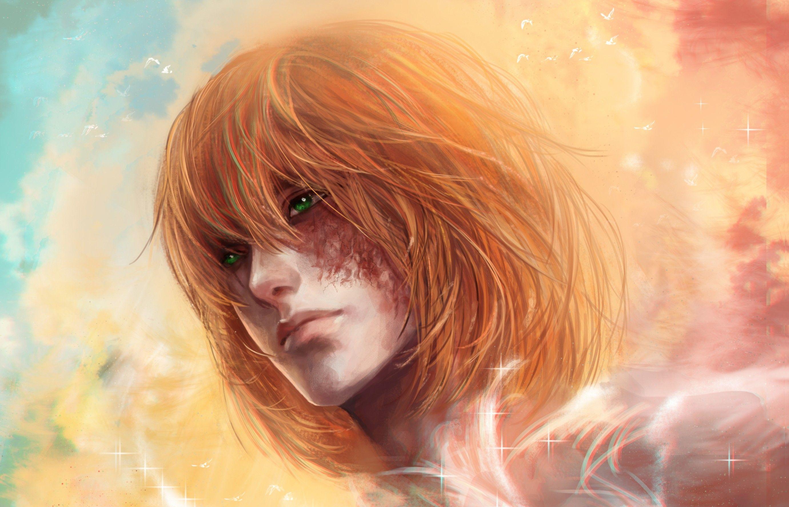 2761x1776 #green eyes, #Death Note, #anime boys, #realistic, #anime wallpaper