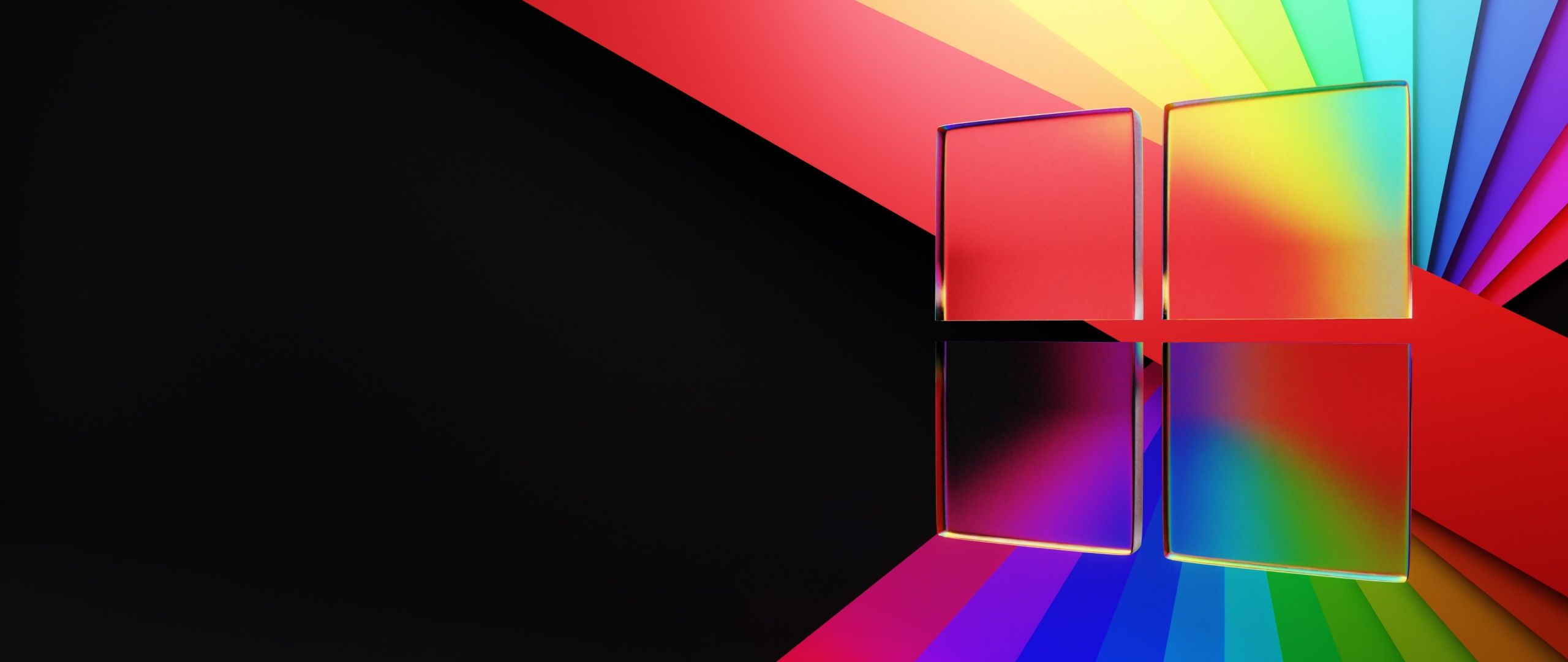 2560x1080 Windows 11 Wallpaper 4K, Glass, Colorful abstract, Ribbons