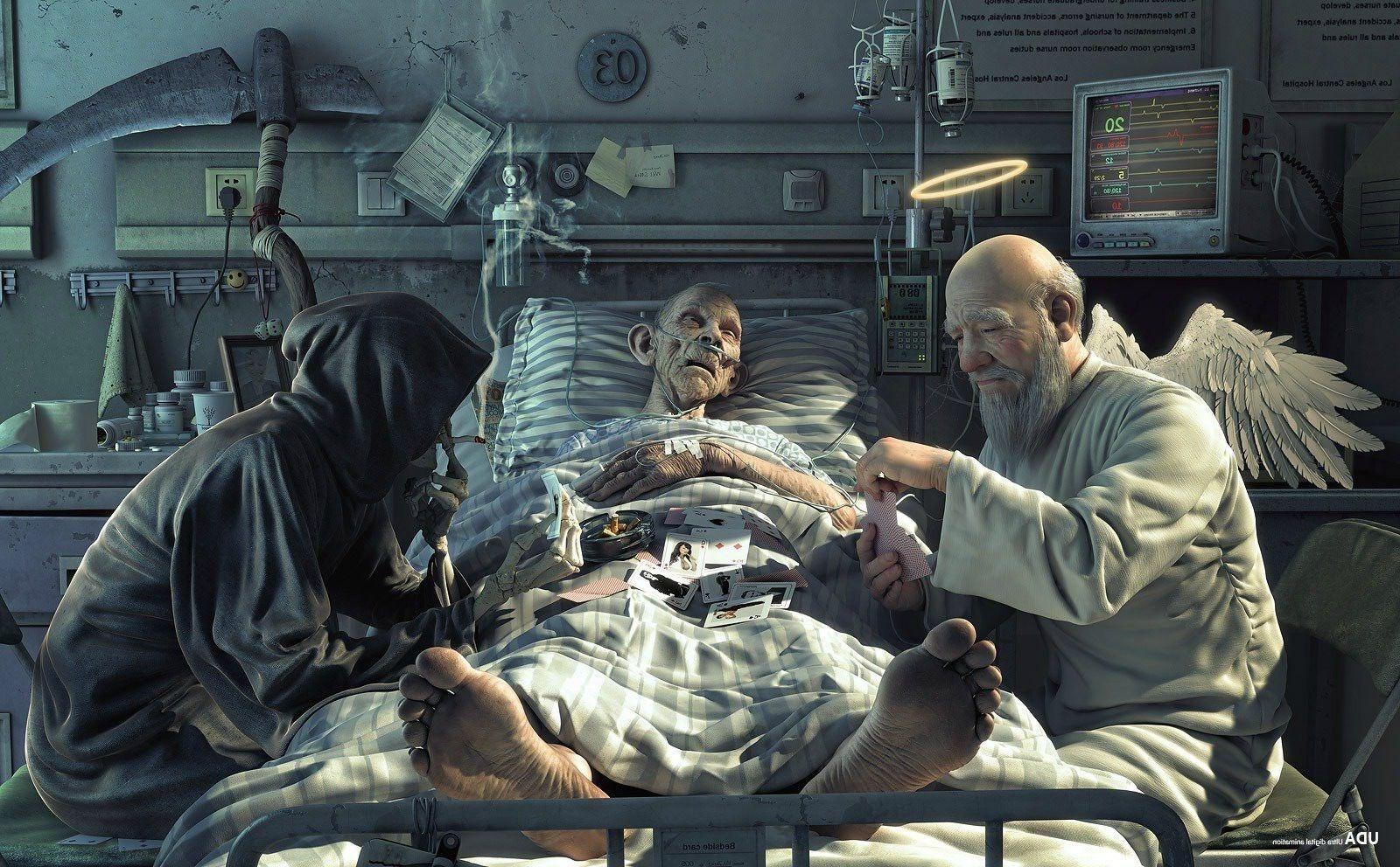 1600x992 anime angel gambling hospital death realistic wallpaper