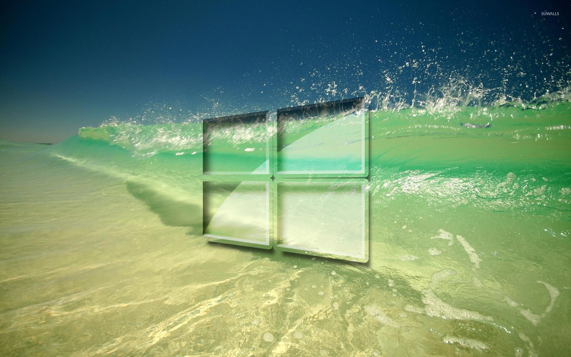 1920x1200 Windows 10 on a clear wave simple glass logo wallpaper wallpaper