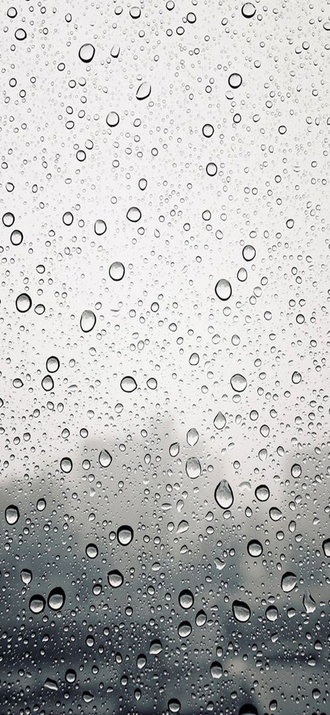 1125x2436 Wallpaper Water Droplets on Clear Glass, Background Free Image