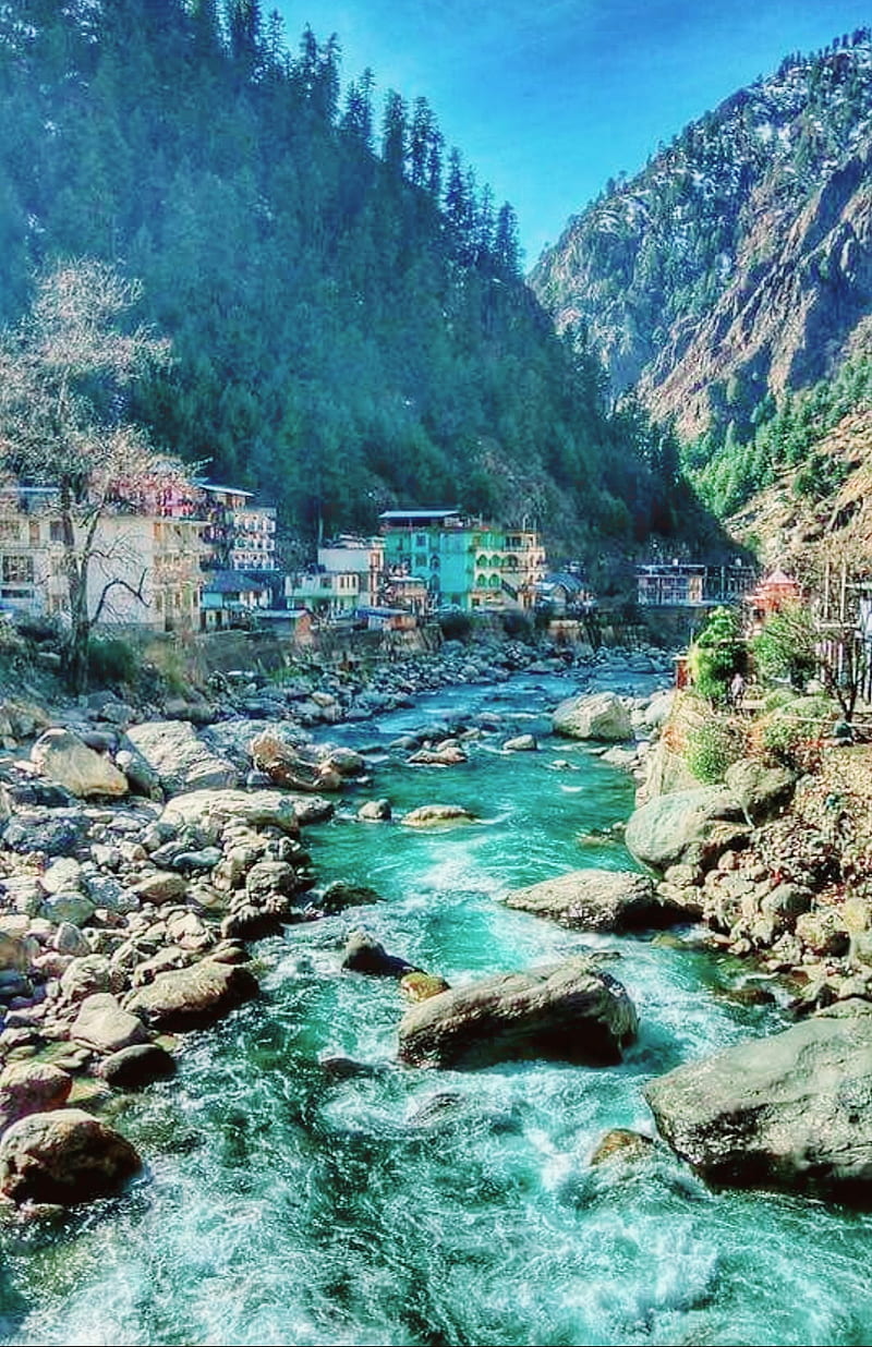 800x1236 Himachal, mountain, waterfall, HD phone wallpaper