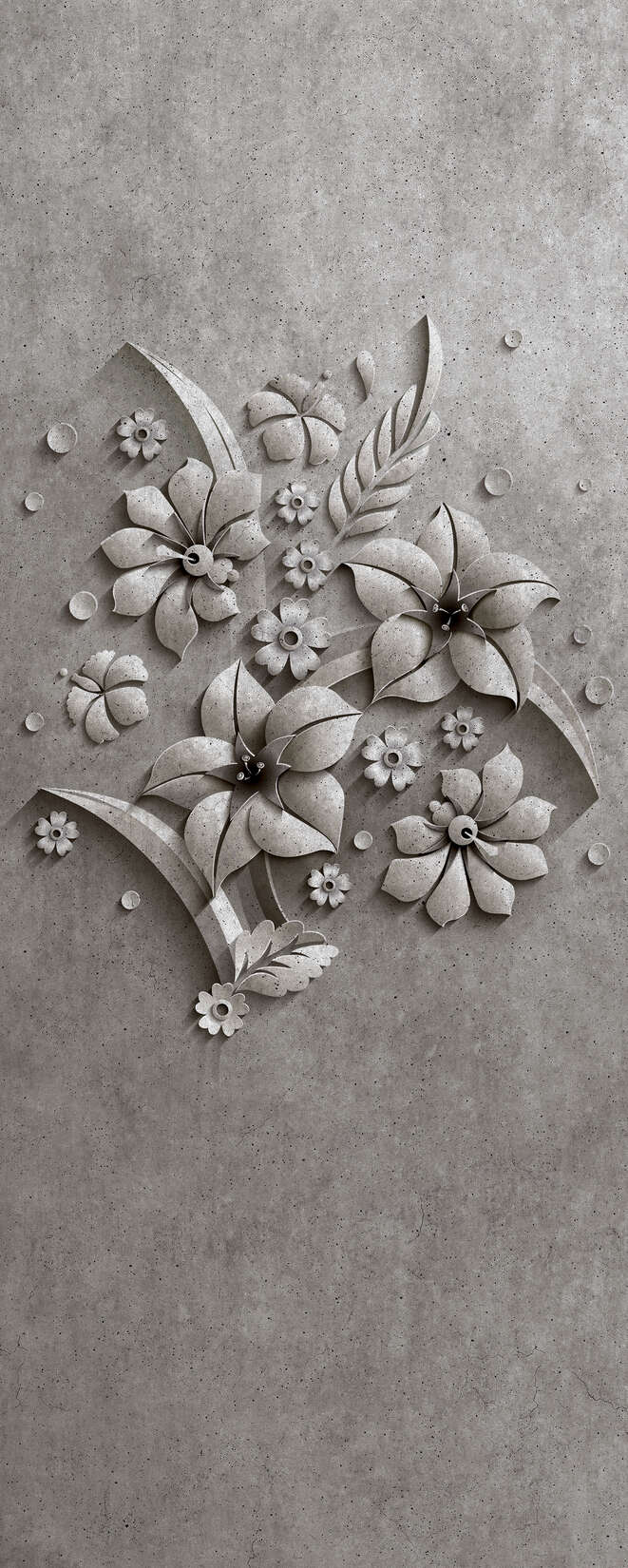 661x1650 Relief panel 1 wallpaper panel flower relief in concrete structure, Black