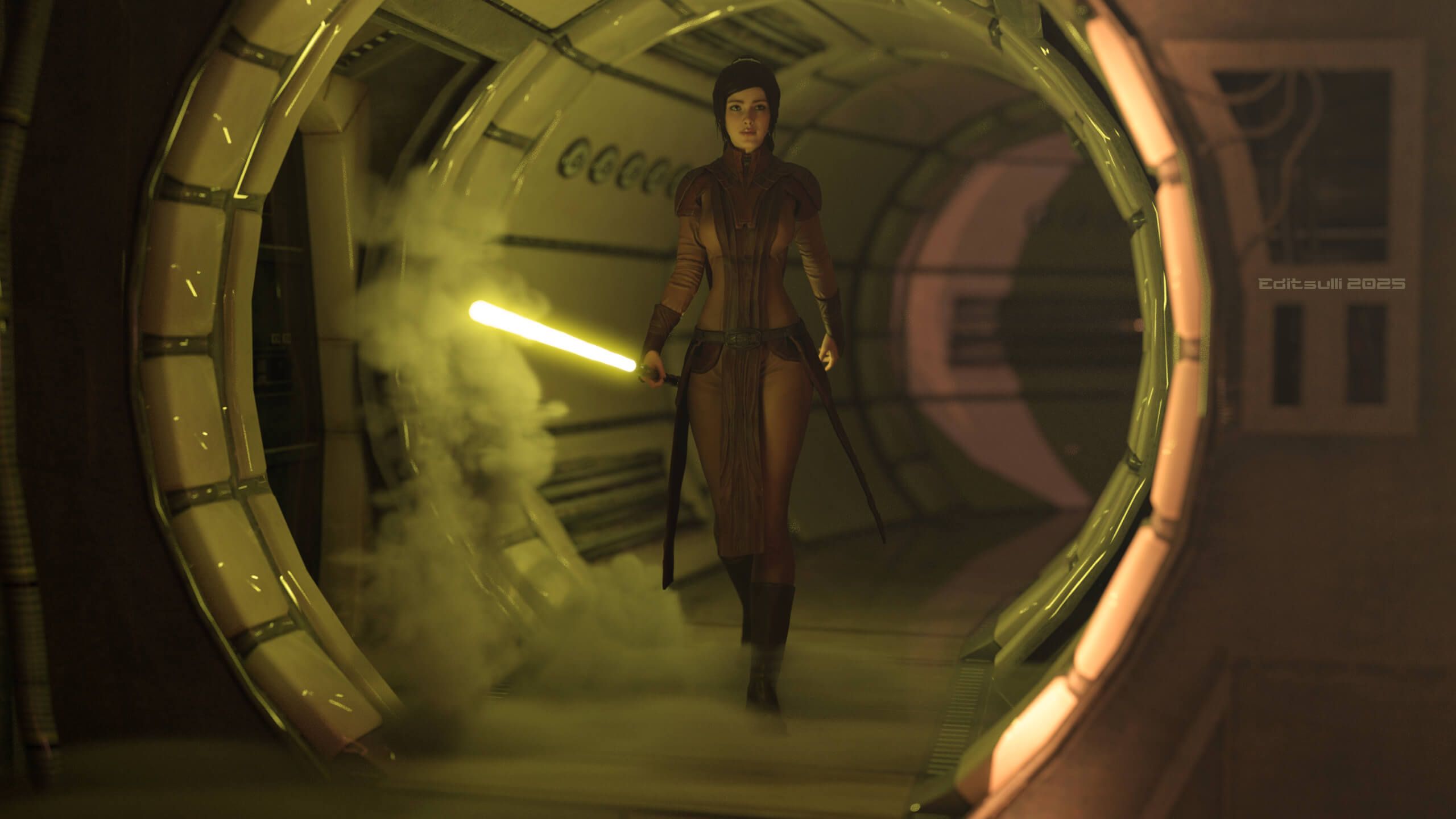 2560x1440 Bastila Shan Jedi Knight 3D Render, Digital Art