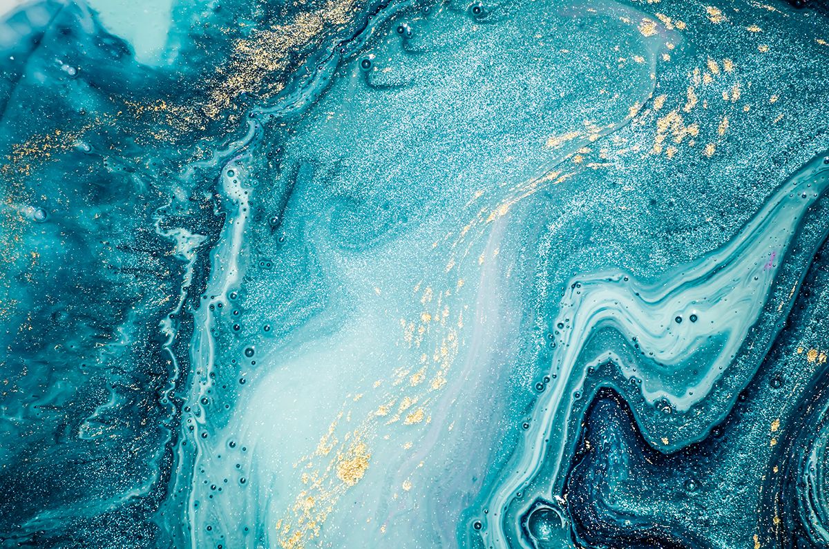 1200x795 Mesmerizing Blue and Gold Liquid Wallpaper for Home and Office