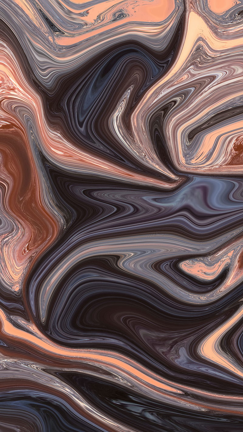 800x1422 Liquid Marble Effect, abstract, black, brown, fluid, lava, magma, mix, texture, HD phone wallpaper