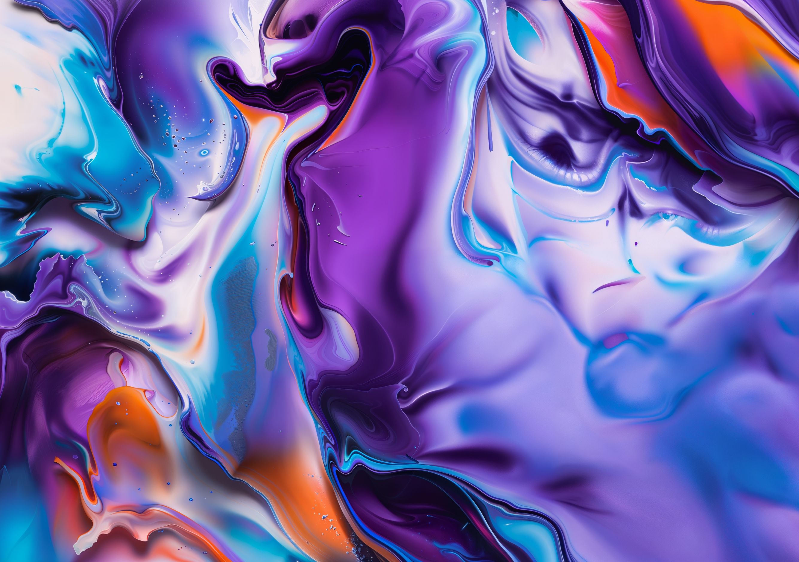 2670x1878 Fluid art Wallpaper 4K, Purple and blue, Swirls