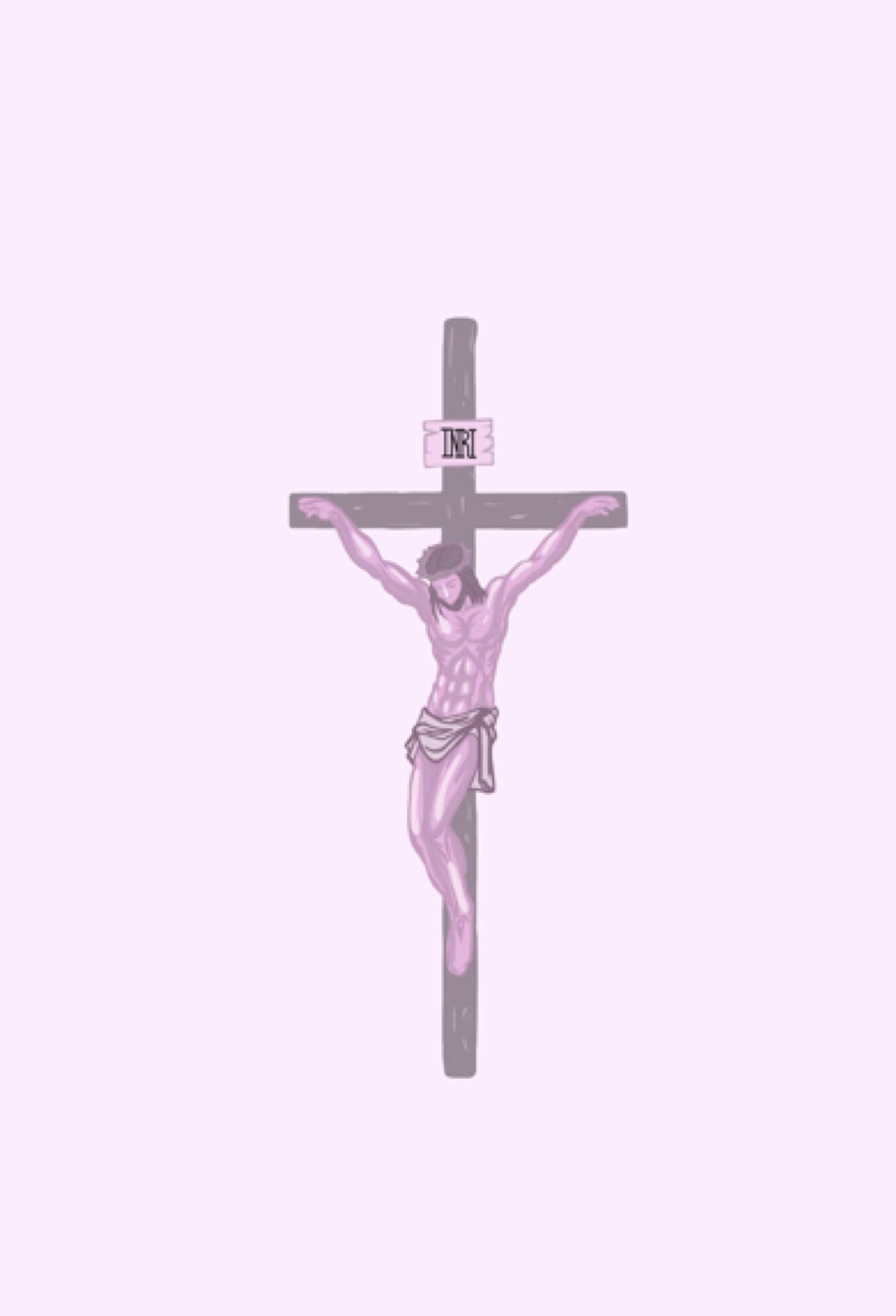 1334x1959 Pink and Purple Jesus on the Cross DIGITAL PRINT (Hebrew INRI - Iesus Nazarenus Rex Iudaeorum, Jesus of Nazareth, King of the Jews)