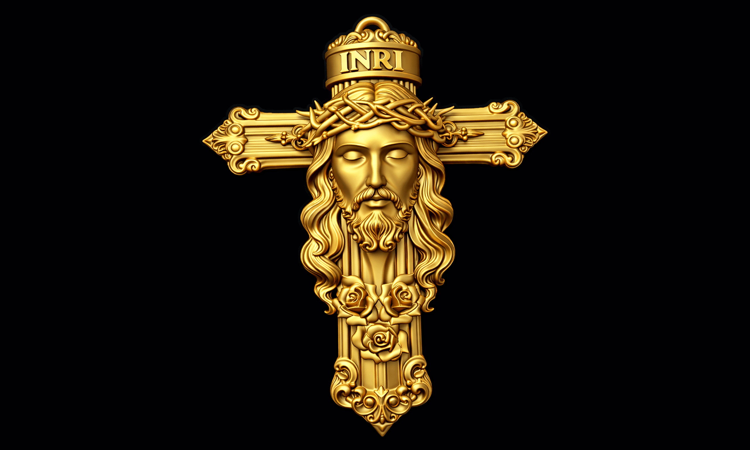 2560x1538 ✝️ Jesus INRI Crucifix Pendant・ STL File for 3D printing and CNC machining cutting・Cults