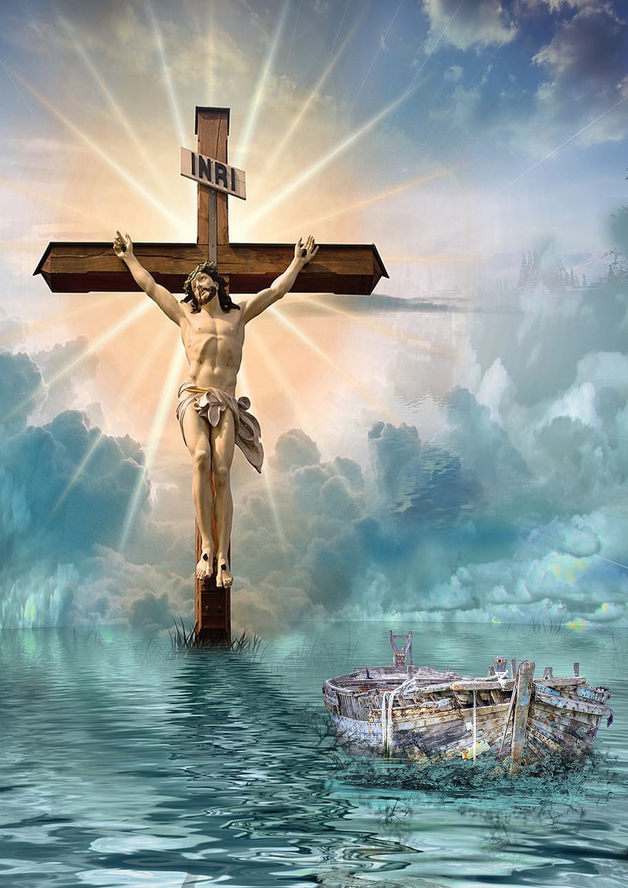 910x1287 1360x768px Free download. christian cross, crucifixion, resurrection, body of water, religion, belief, spirituality, sky