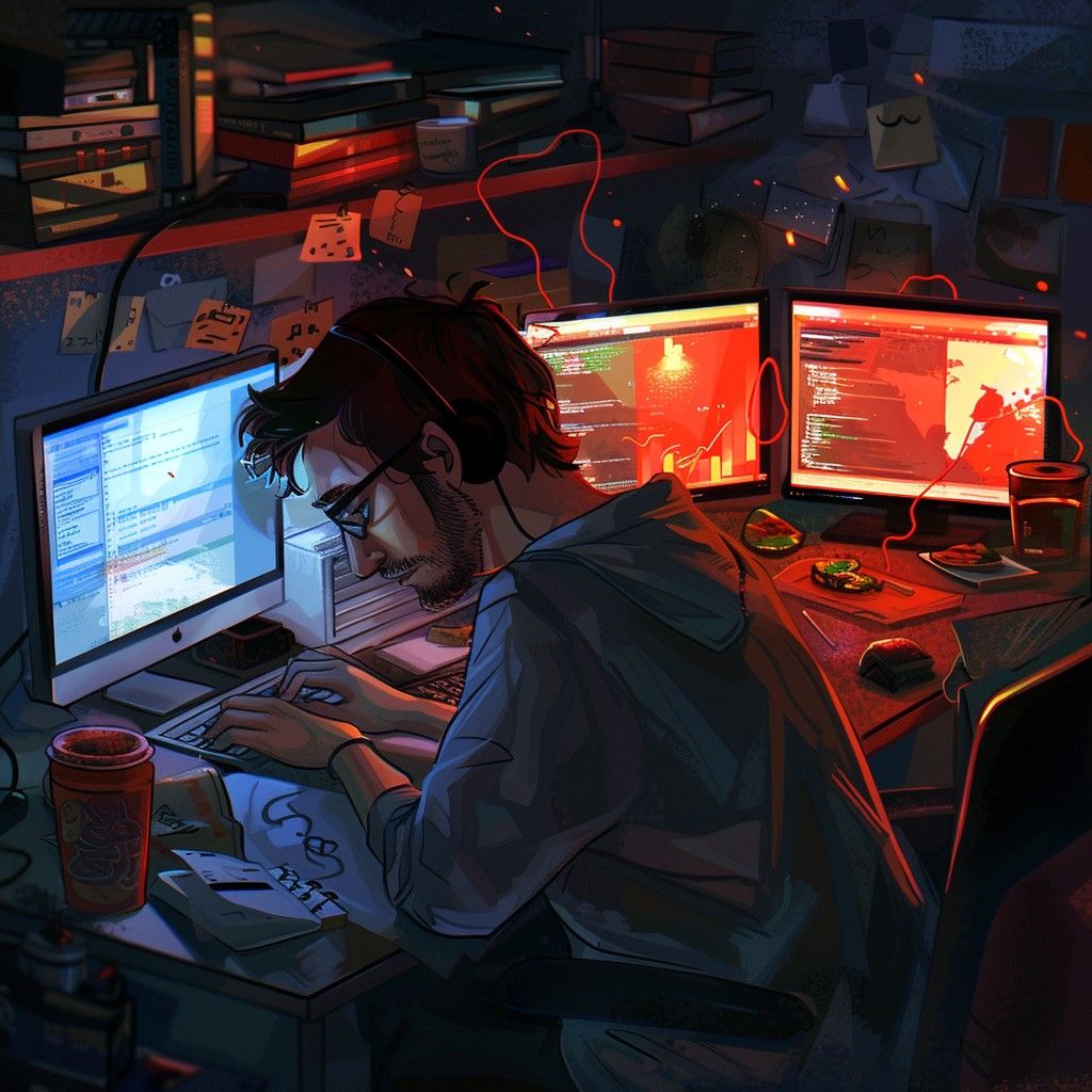 1024x1024 Download Late Night Coding Image, Coder, Technology