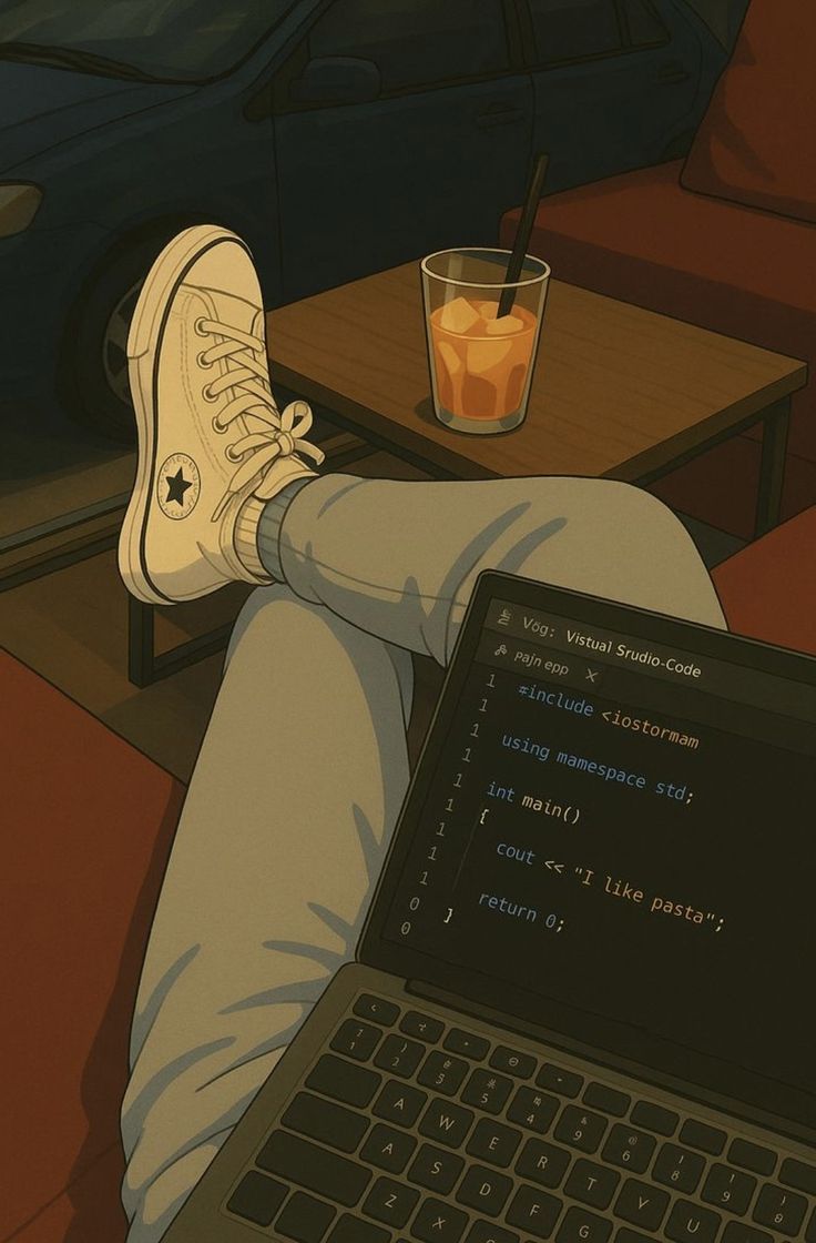 736x1120 Programming laptop drawing. Laptop drawing with background, Laptop on bed drawing, Coding pfp