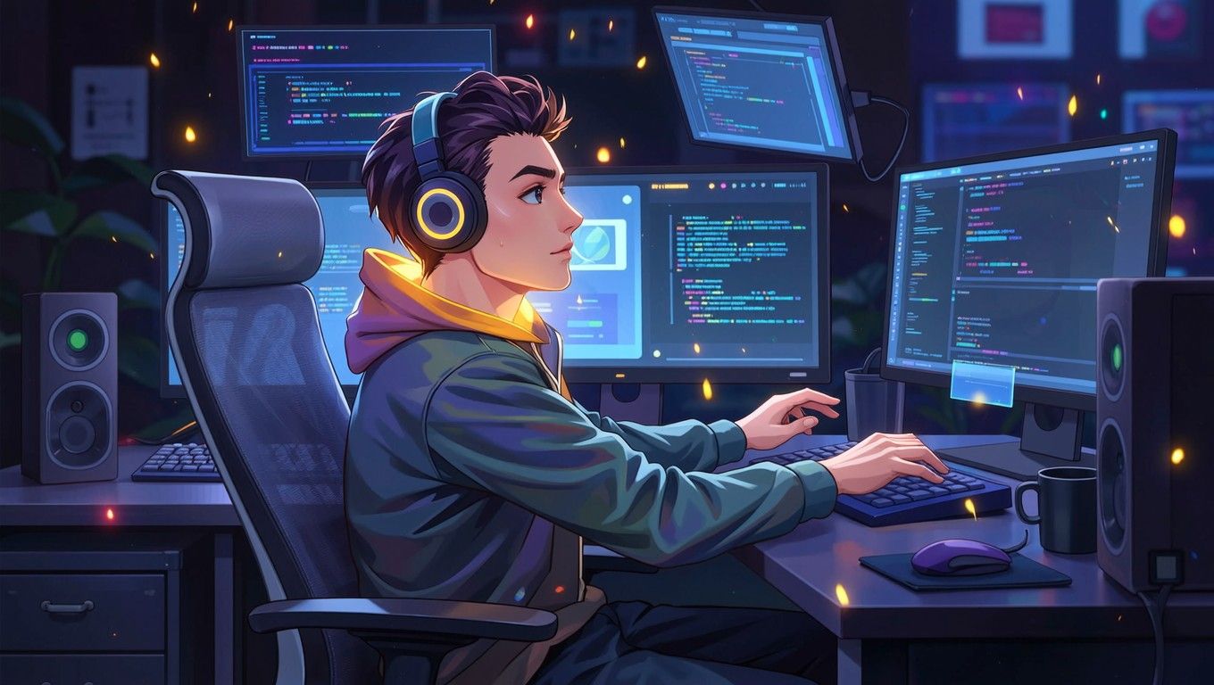 1360x768 Download Coding Future Dreams Image, Coder, Anime