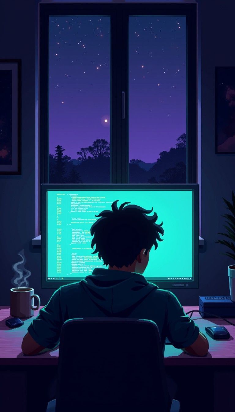 768x1344 Download Midnight Code Glow Image, Coding, Night