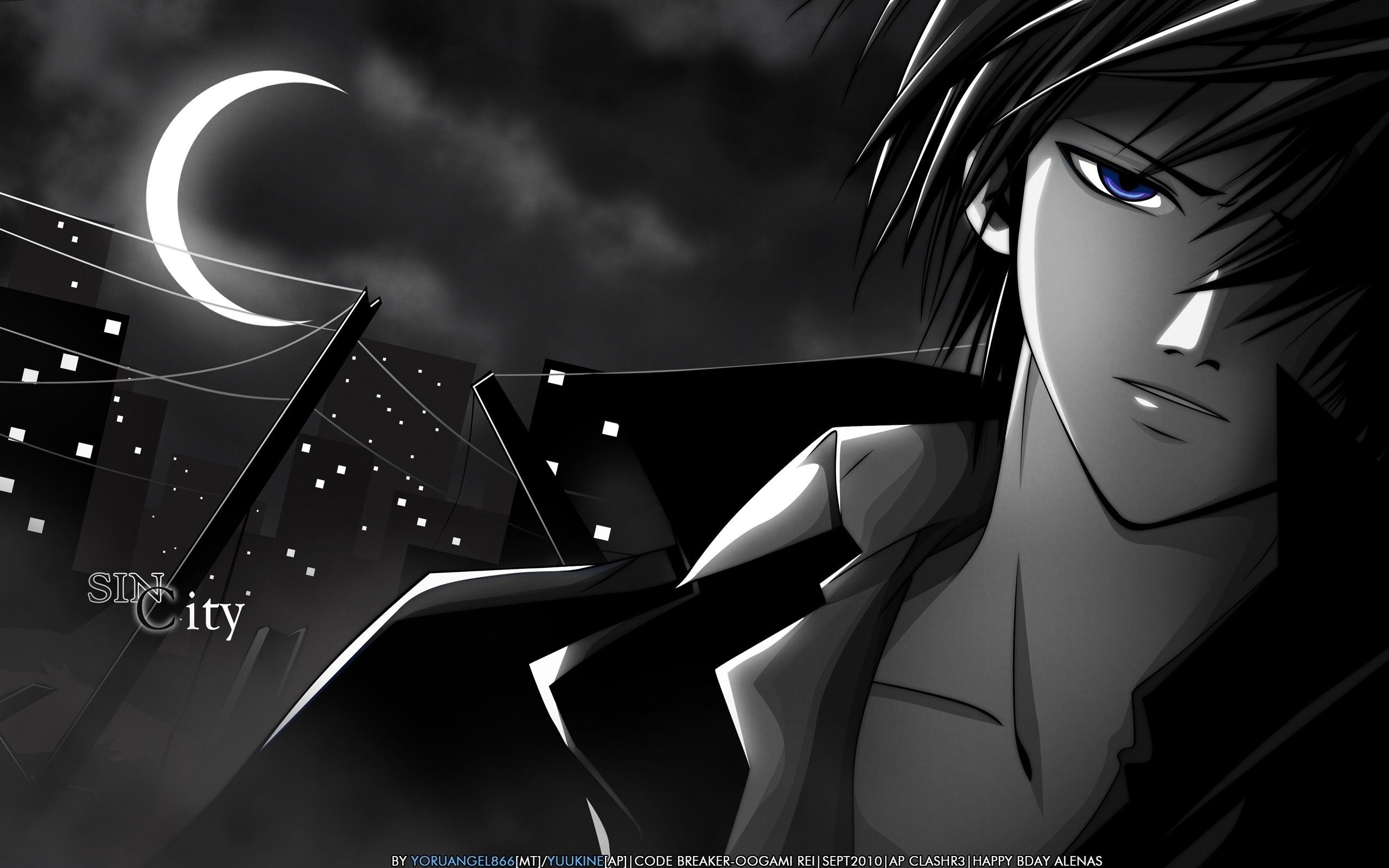 2560x1600 Wallpaper eyes, night, the city, guy, manga, oogami ray, code: breaker for mobile and desktop, section аниме, resolution 2560x1600