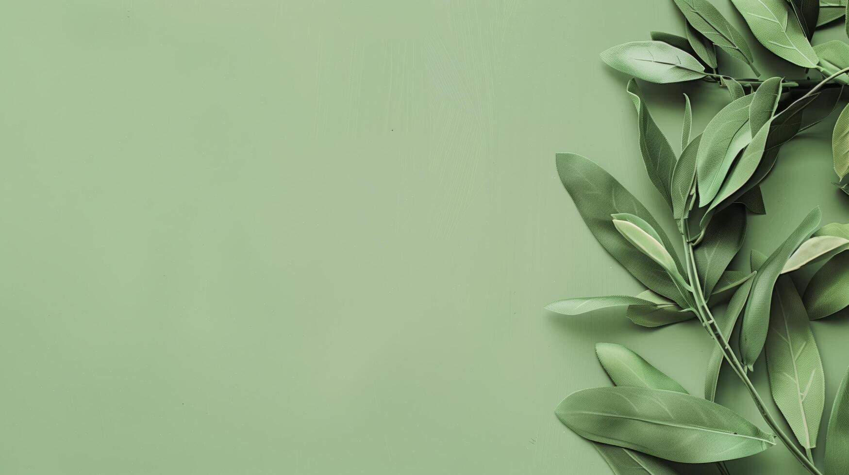 1749x980 Green Leaves Creating A Natural Frame On A Green Background, Perfect For Sustainable Or Eco Friendly Themed Designs