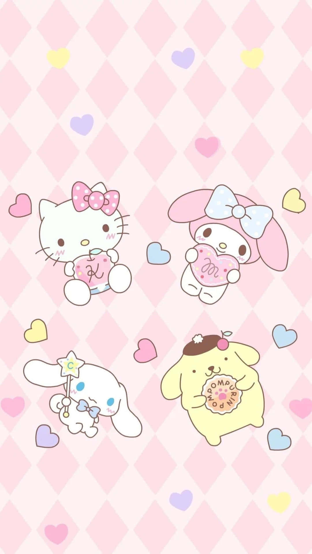 1081x1920 Download Hello Kittyand Friends Pastel Wallpaper