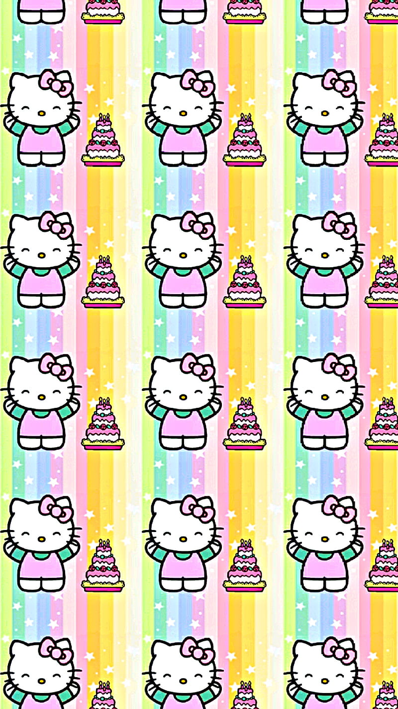 800x1422 HelloKitty Wrp Paper, colorful, cute, hello, hello kitty, kitty, pastel, rainbow, HD phone wallpaper