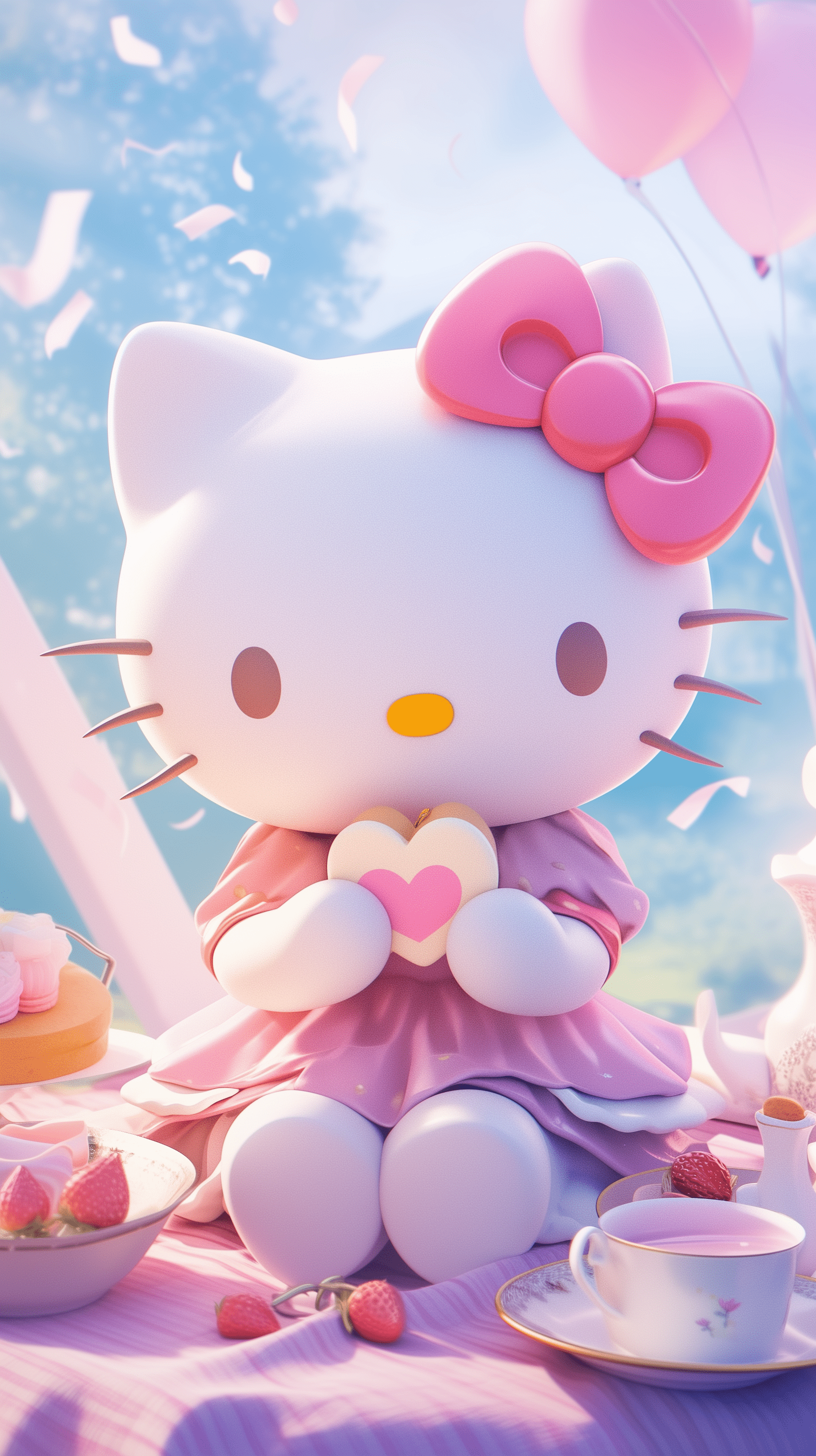 1632x2912 Hello Kitty Kawaii Anime Wallpaper: Cute Sanrio Charm for Your Phone