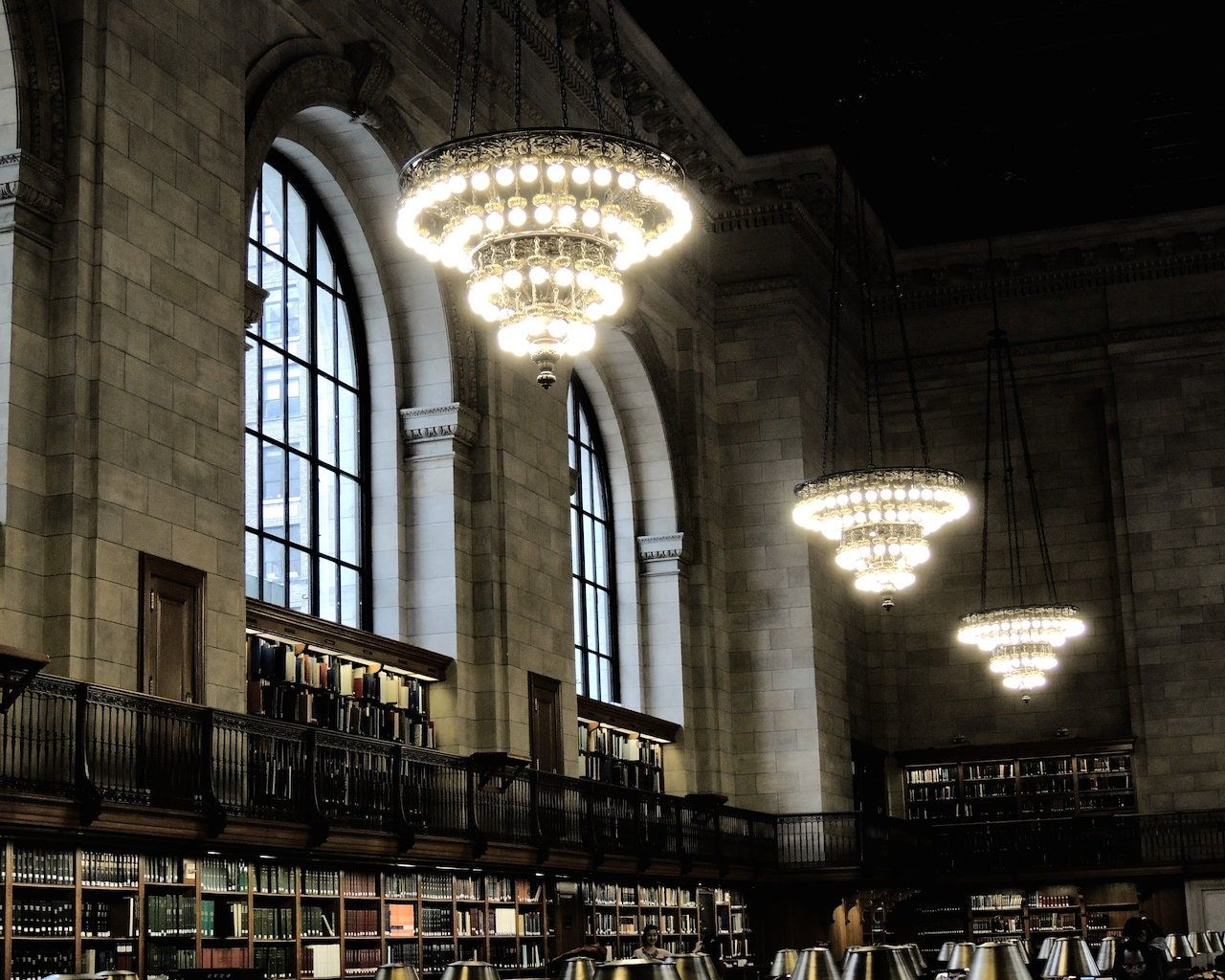 1280x1024 New York Public Library Photograph: Reading Room Architecture, Chandelier Decor