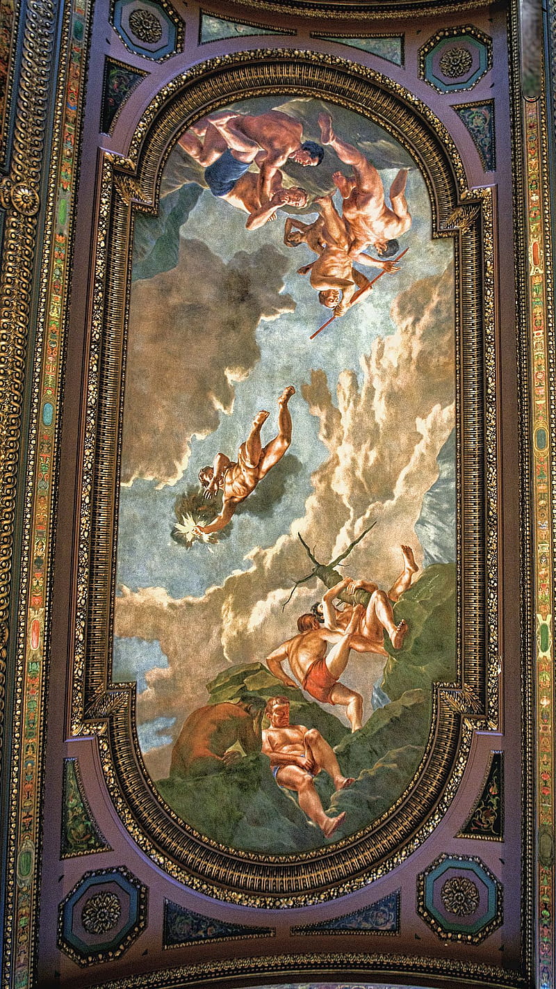 800x1422 Rotunda, ceiling, mcgraw, new york, public library, HD phone wallpaper