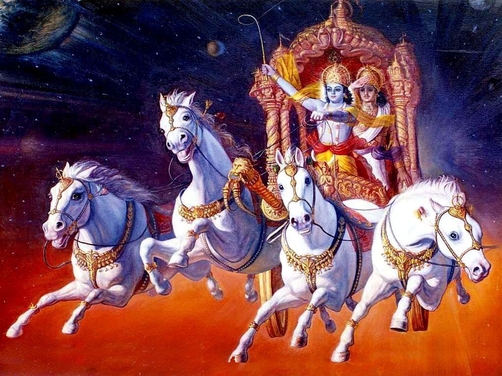 1024x768 Krishna And Arjun Wallpaper