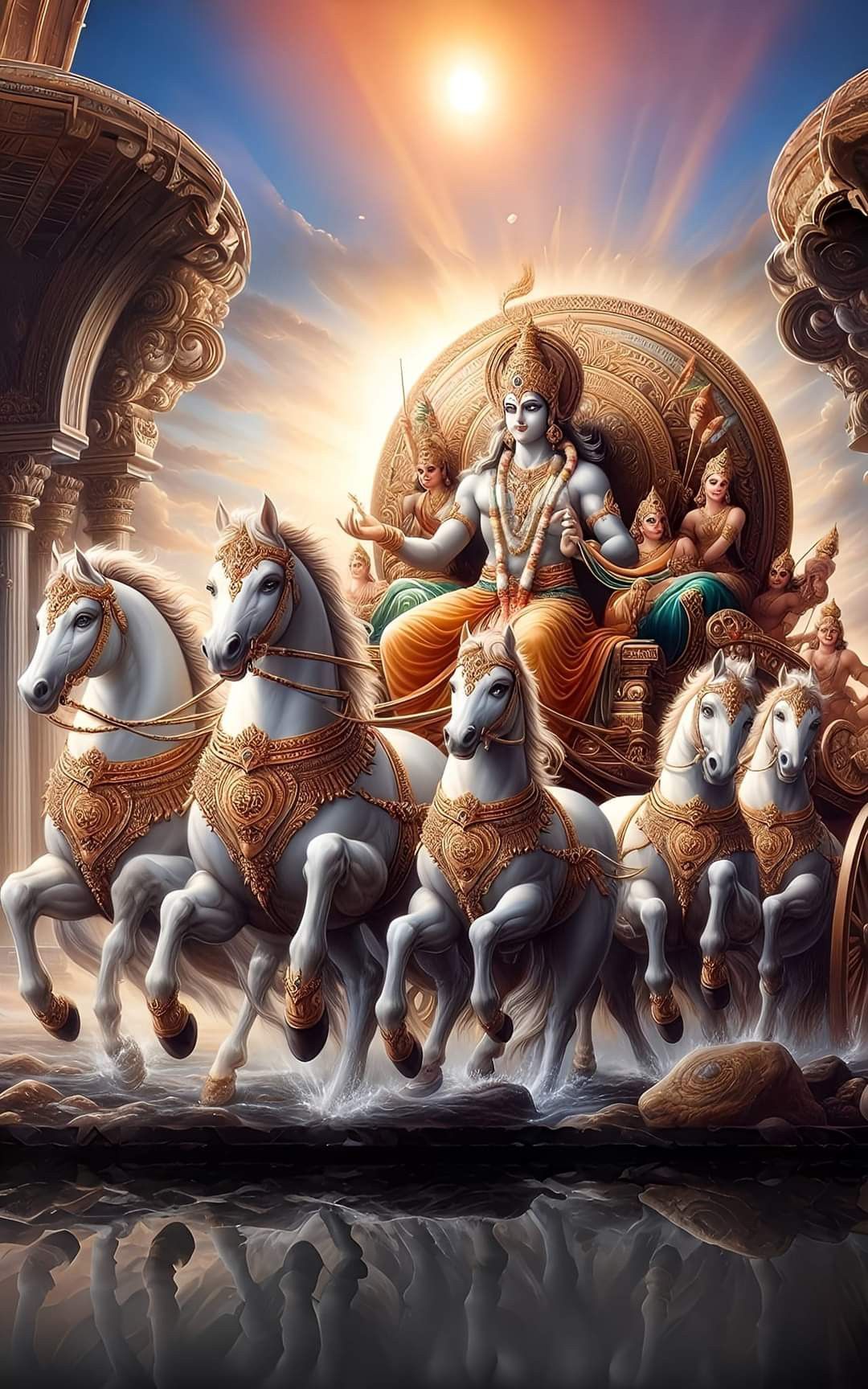1080x1728 Krishna picture ideas. krishna and arjun on chariot, krishna riding chariot, krishna arjun rath