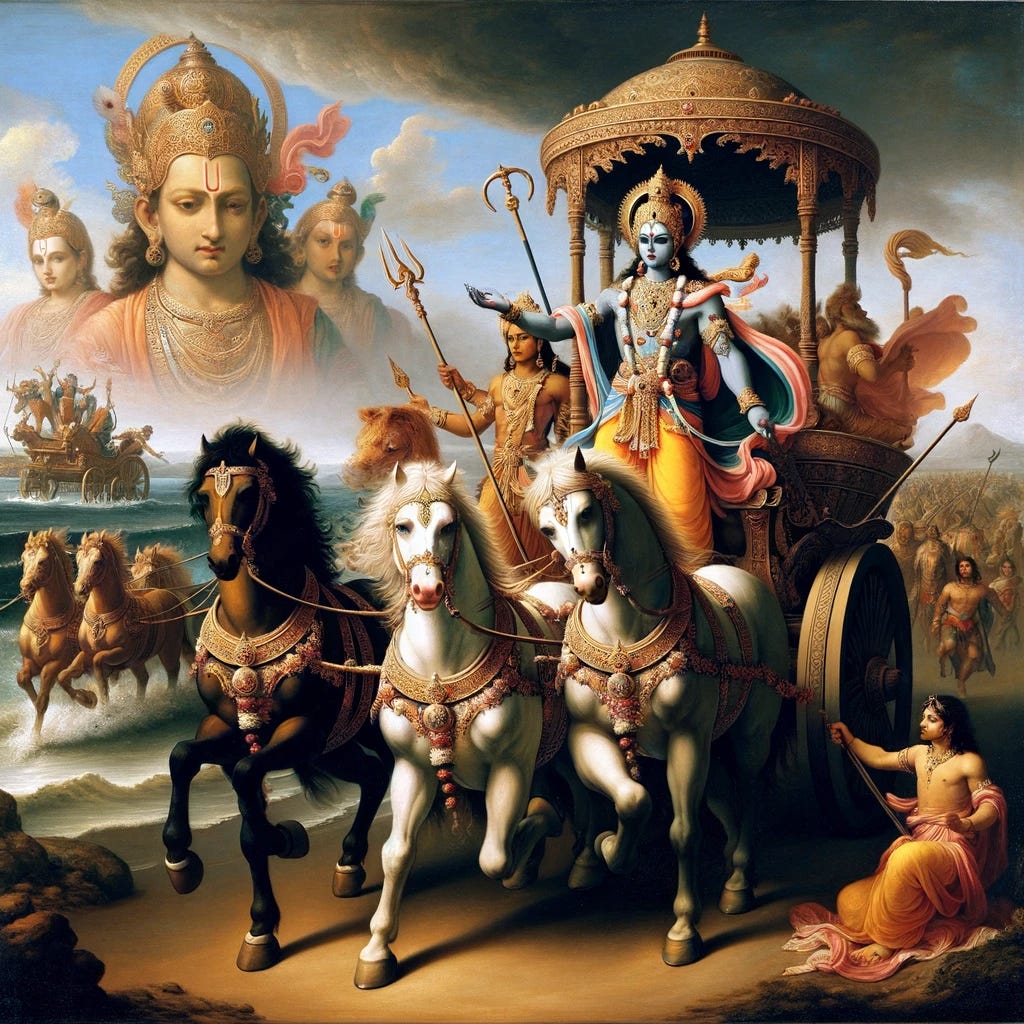 1024x1024 Bhagavad Gita's Distilled Wisdom: Embracing with Arjuna's Clarity