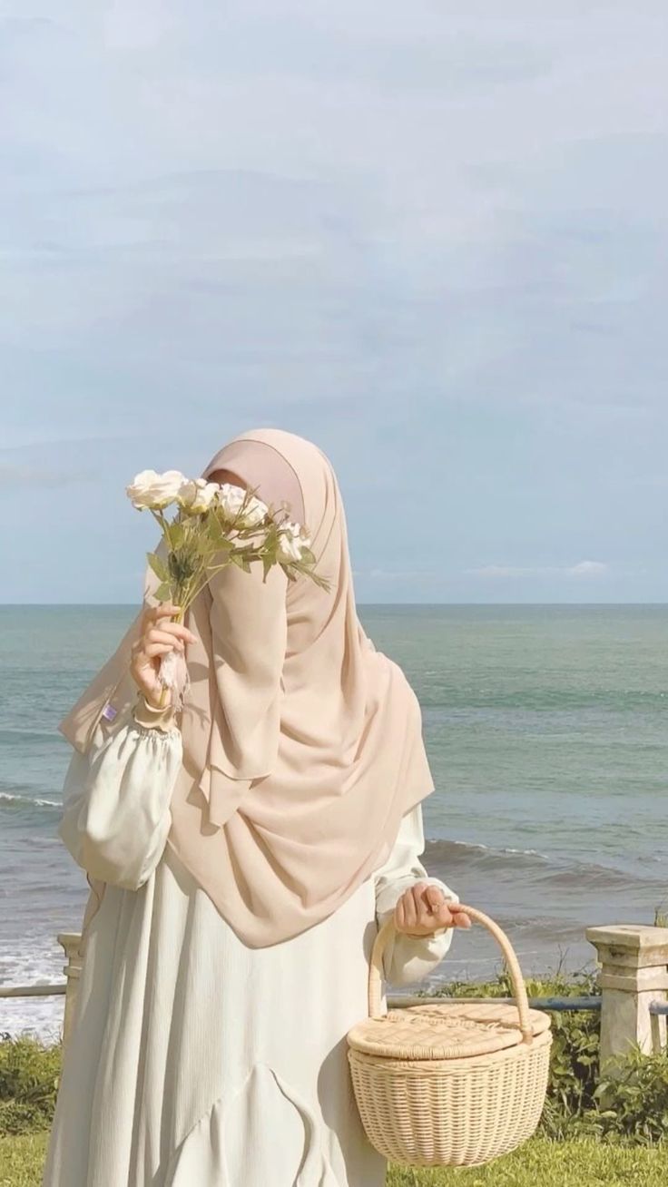 736x1308 Wallpaper cadar. হিজাব পরা মেয়েদের পিকচার, Pink muslimah aesthetic, Coastal romantic sheer scarf