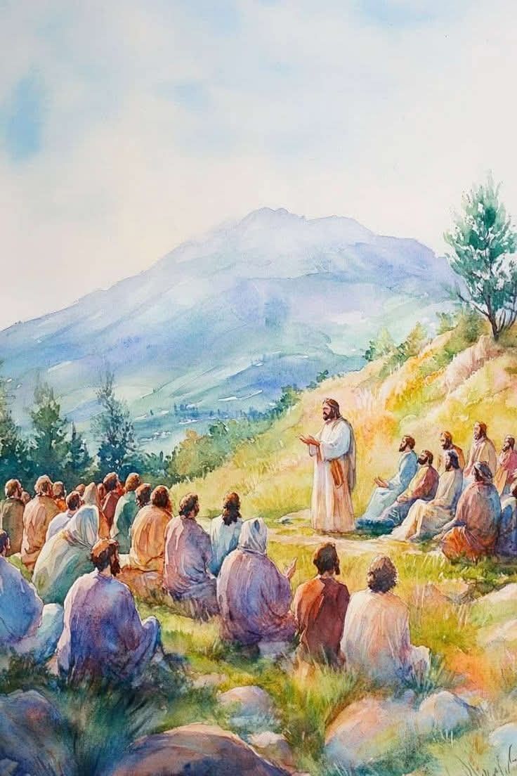 736x1104 Jesus teaching in the wilderness watercolor. Church of jesus christ of latter day saints wallpaper, Life of jesus painting, Lds paintings of christ