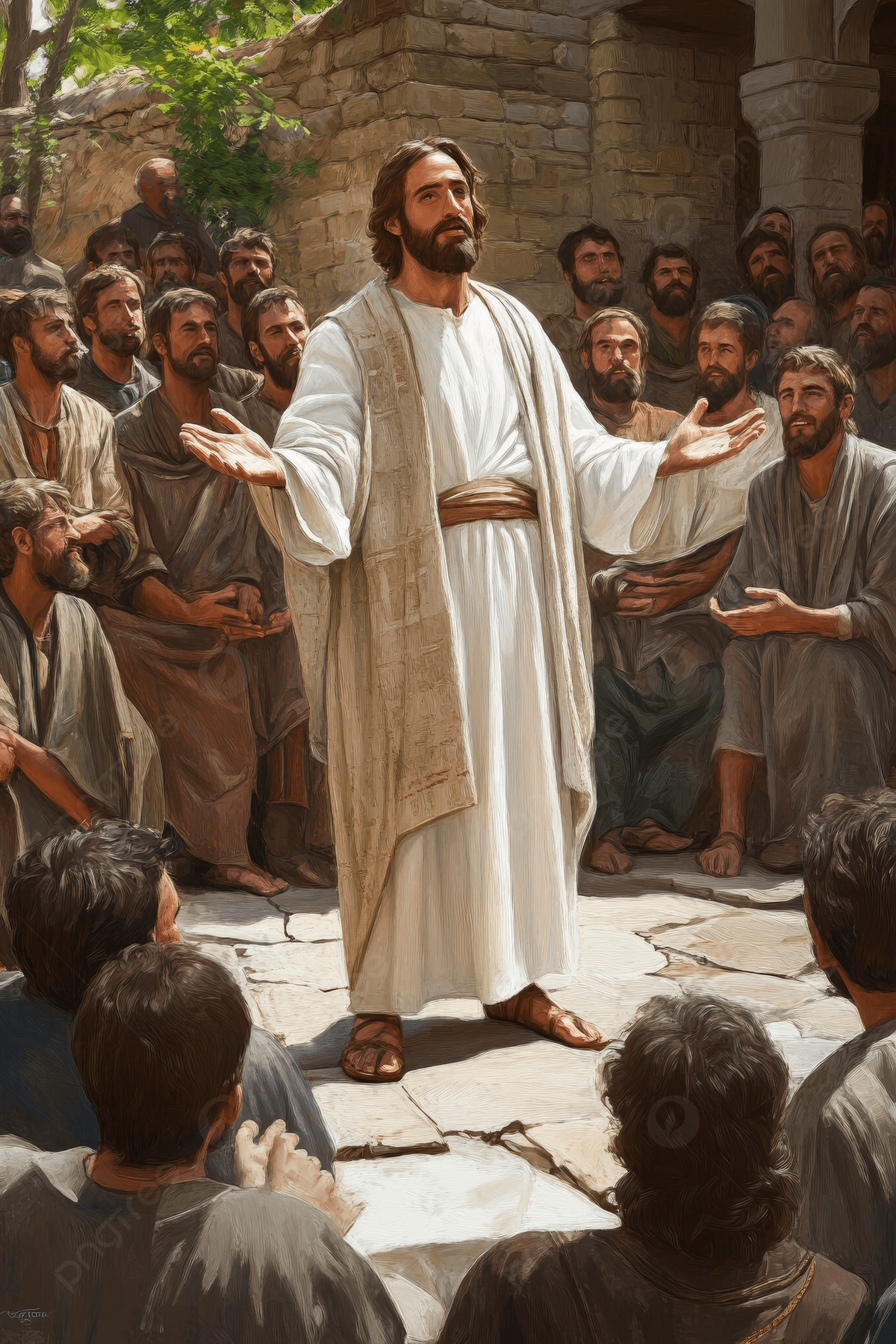 1200x1800 Jesus Teaching His Disciples A Powerful Religious Painting Background Wallpaper Image For Free Download