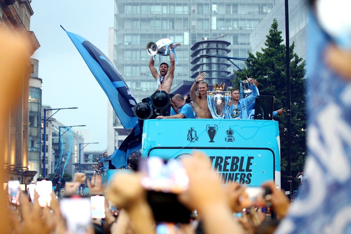 1200x800 Man City trophy parade in picture best image from the treble bus parade