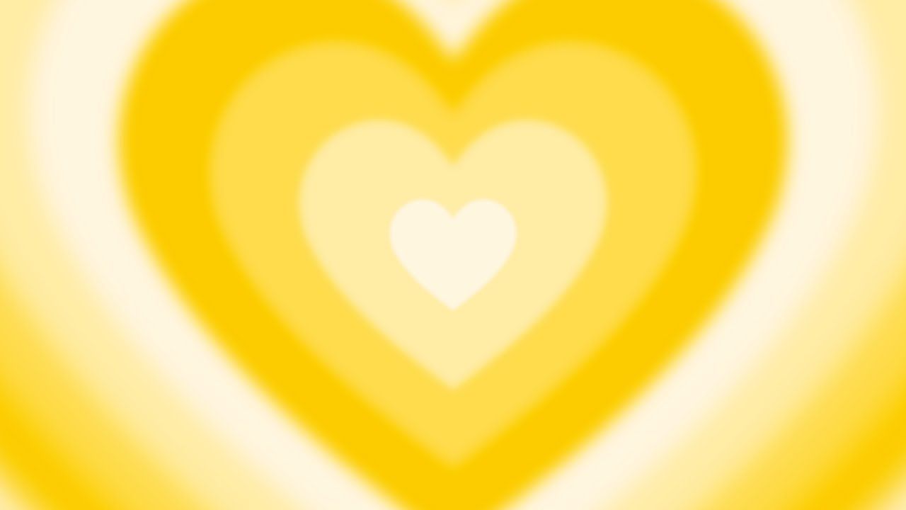 1280x720 4K 1 Hour Aura Yellow Heart Loop Aesthetic Background Video Screen Screensaver Wallpaper Y2K