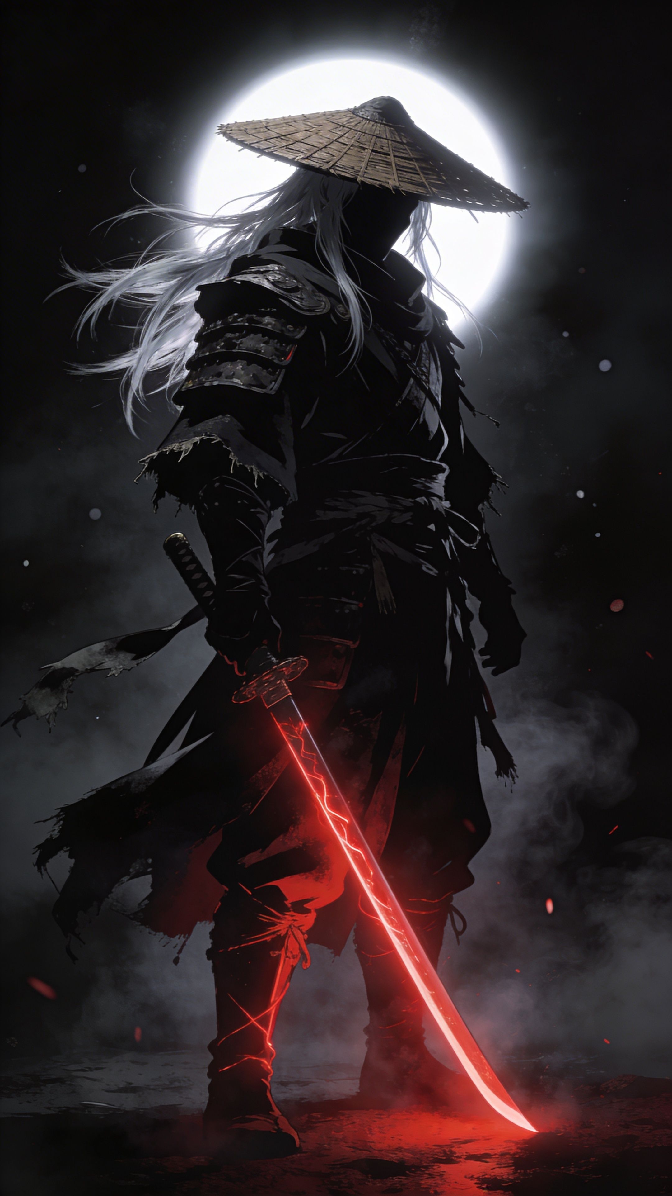 2160x3840 lone dark samurai warrior standing full body