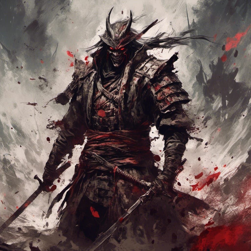 1024x1024 Demonic Samurai In Cel Shaded Anime Style