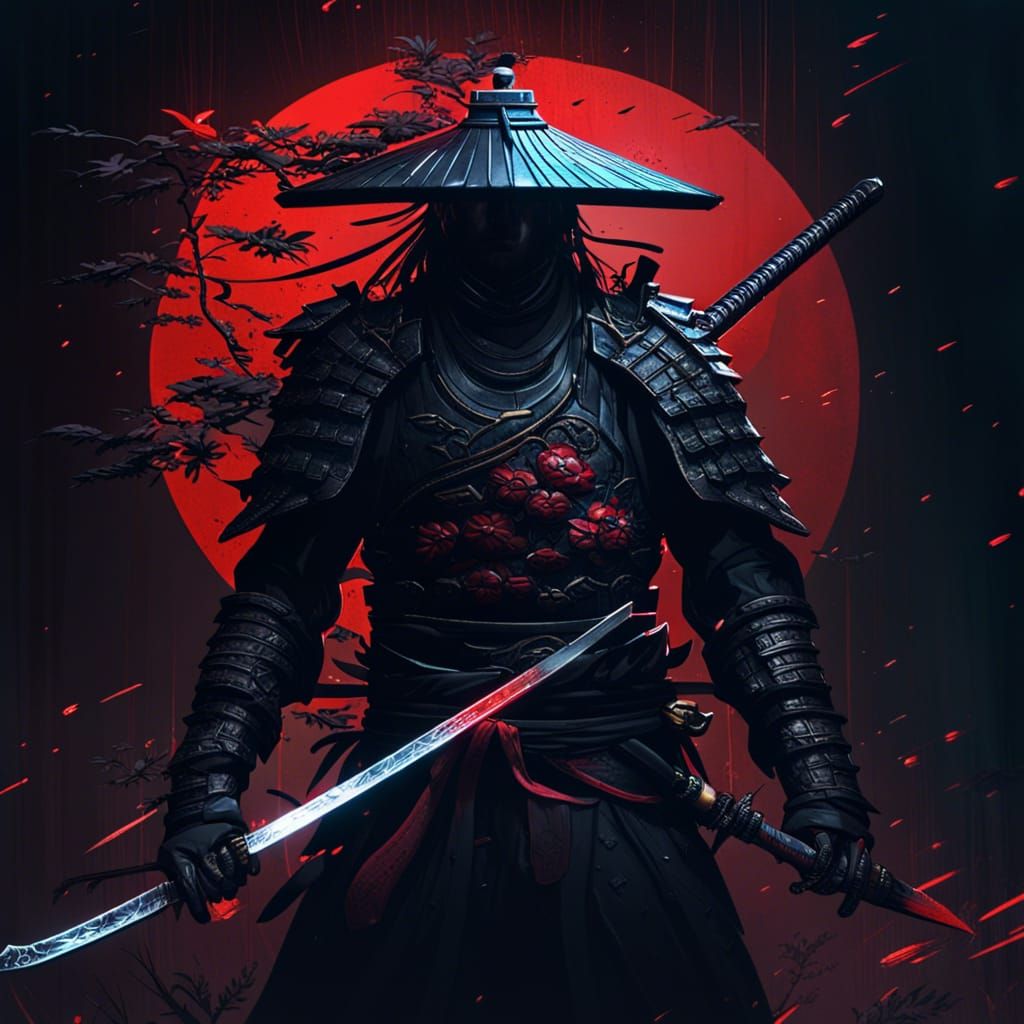 1024x1024 Dark Samurai Katana in Dark Fantasy Art Nouveau St
