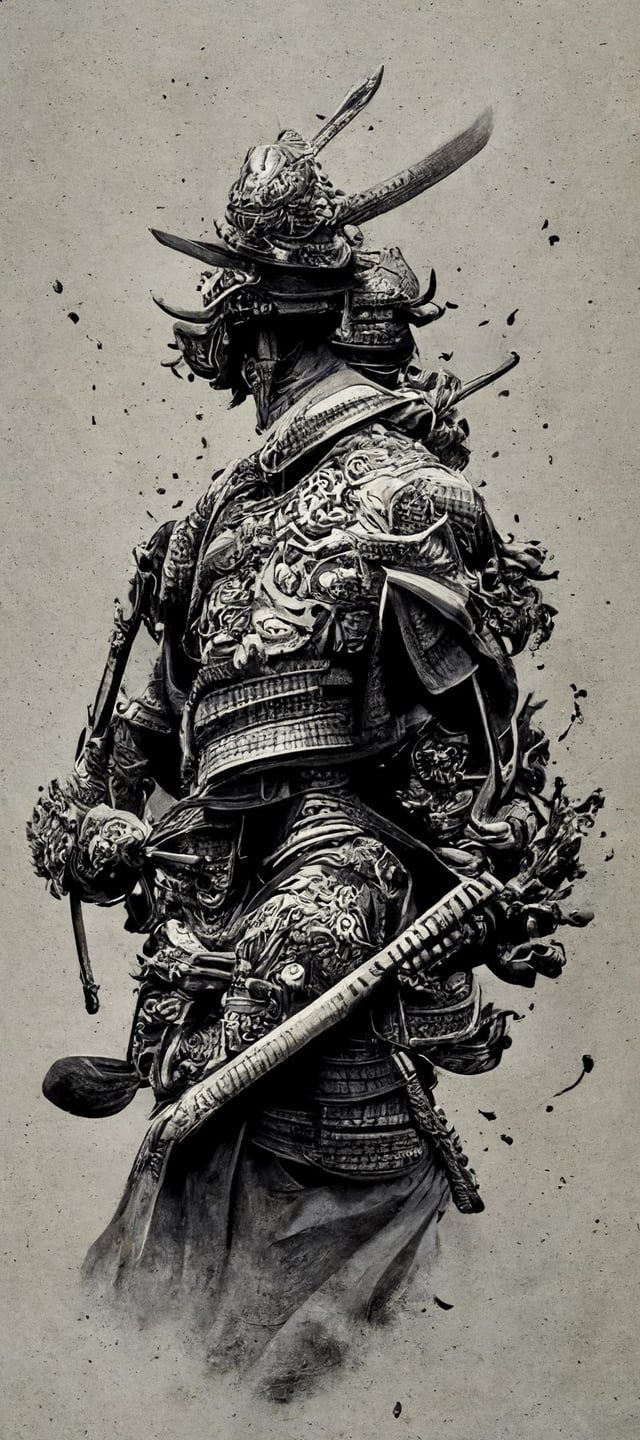 640x1440 Ink Samurai Wallpaper