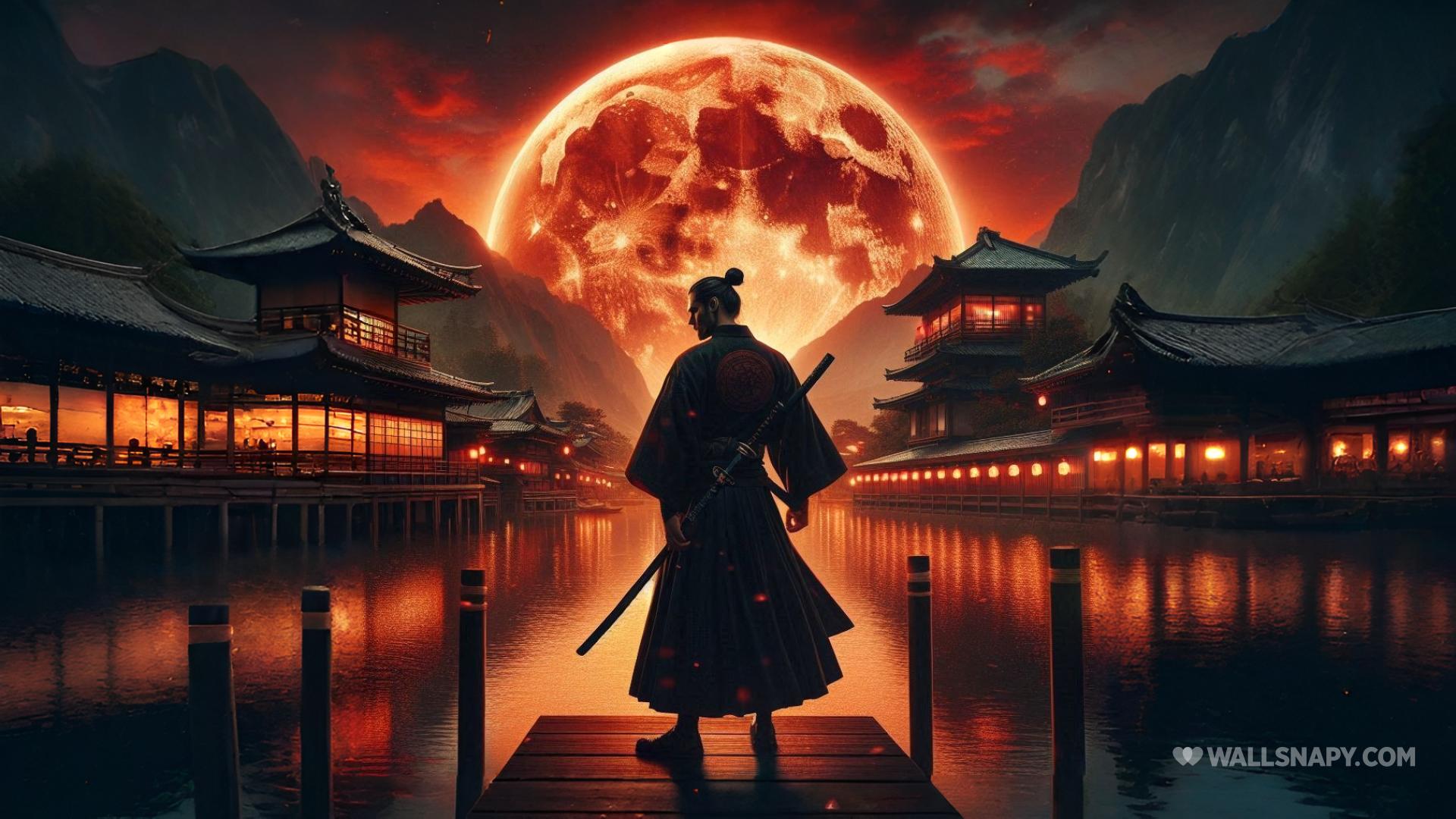 1920x1080 Anime samurai deskk wallpaper