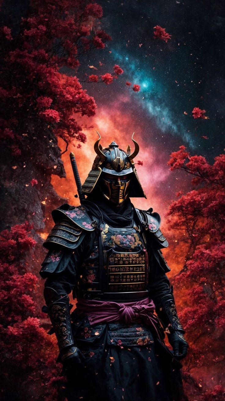 736x1308 Wallpaper samurai, warrior, ninja, flowers, red tree, AI 4K by ♤CRISTIAN♧¿. Download wallpaper samurai, warrior, ninja, flowers, red tree for free
