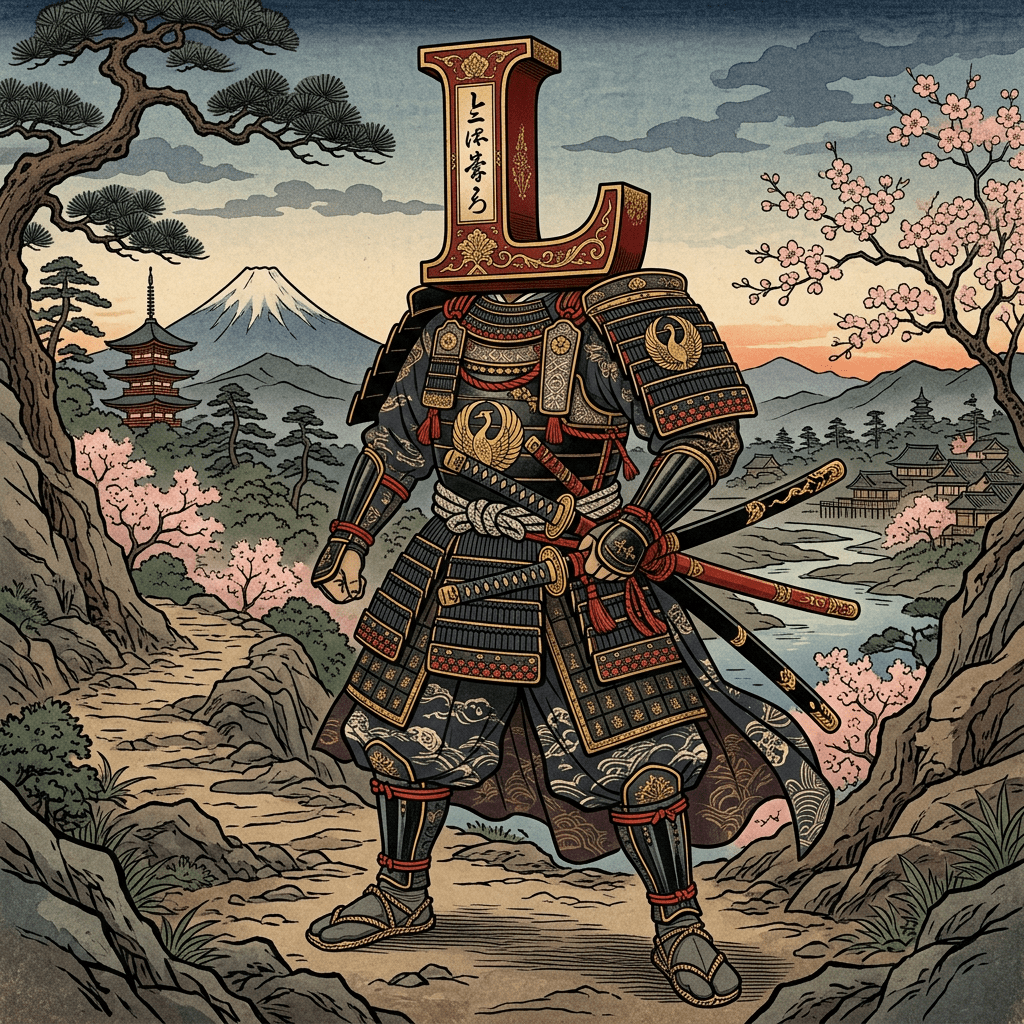 1024x1024 Anime Inspired Samurai Art With Majestic 'L' Head. AI Art Generator. Easy Peasy.AI