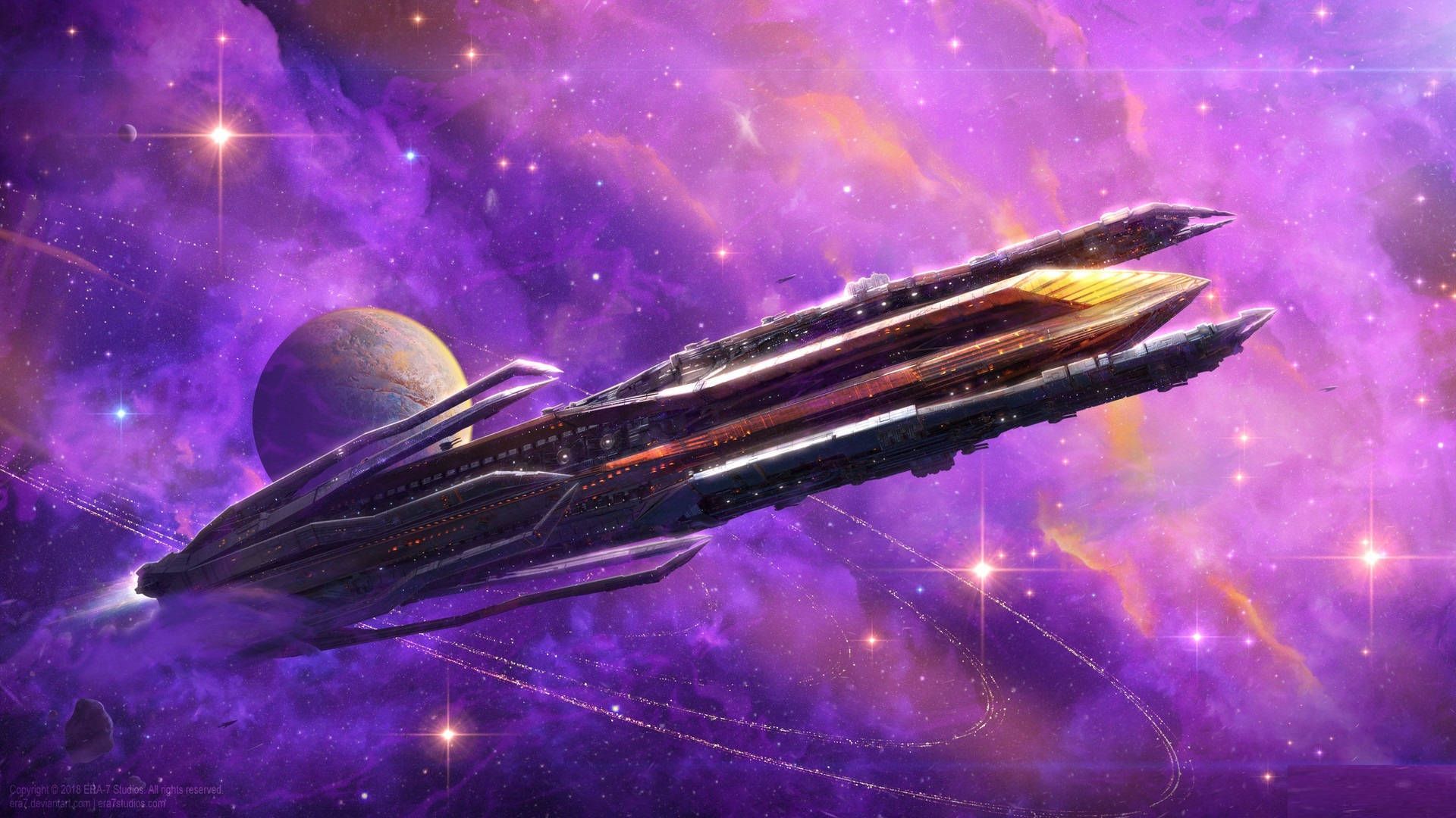 1920x1080 Space Fleet Wallpaper