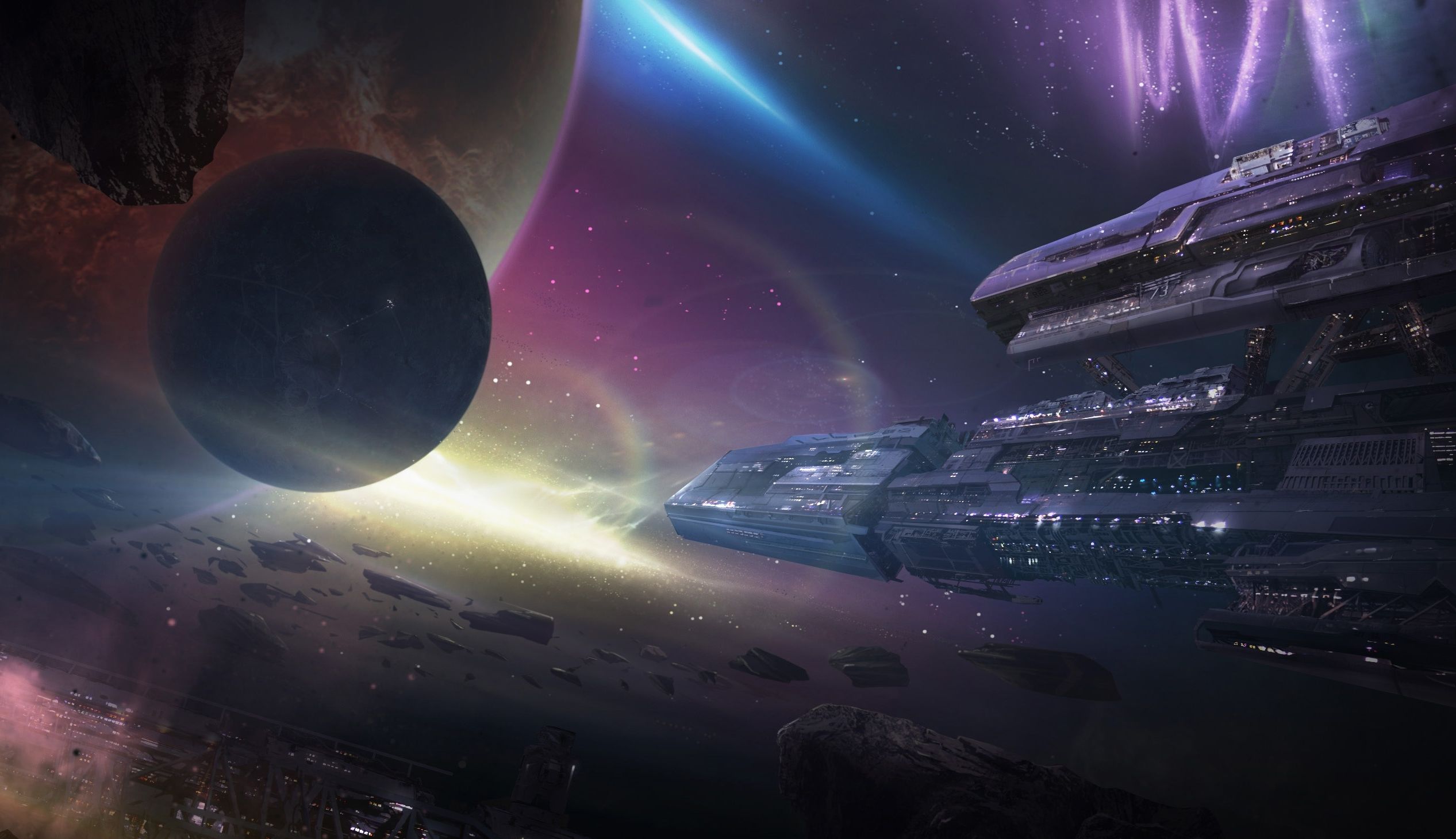 2533x1460 Free meteorites, art 2K wallpaper for desktop and phone