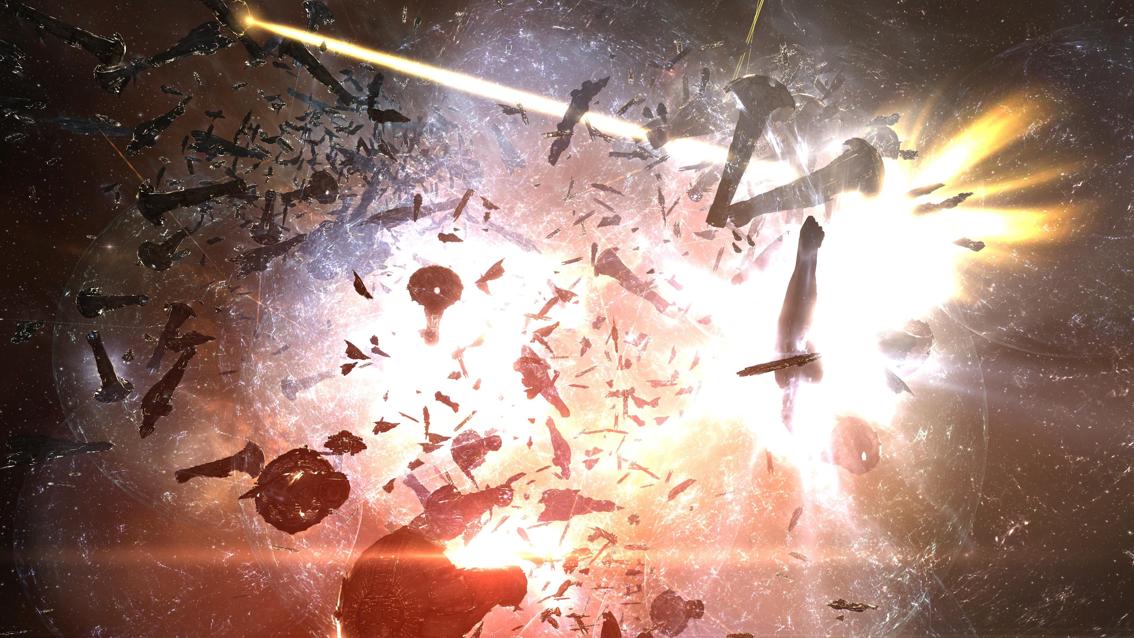 3840x2160 Explosion wallpaper, EVE Online, space, spaceship, space battle HD wallpaper