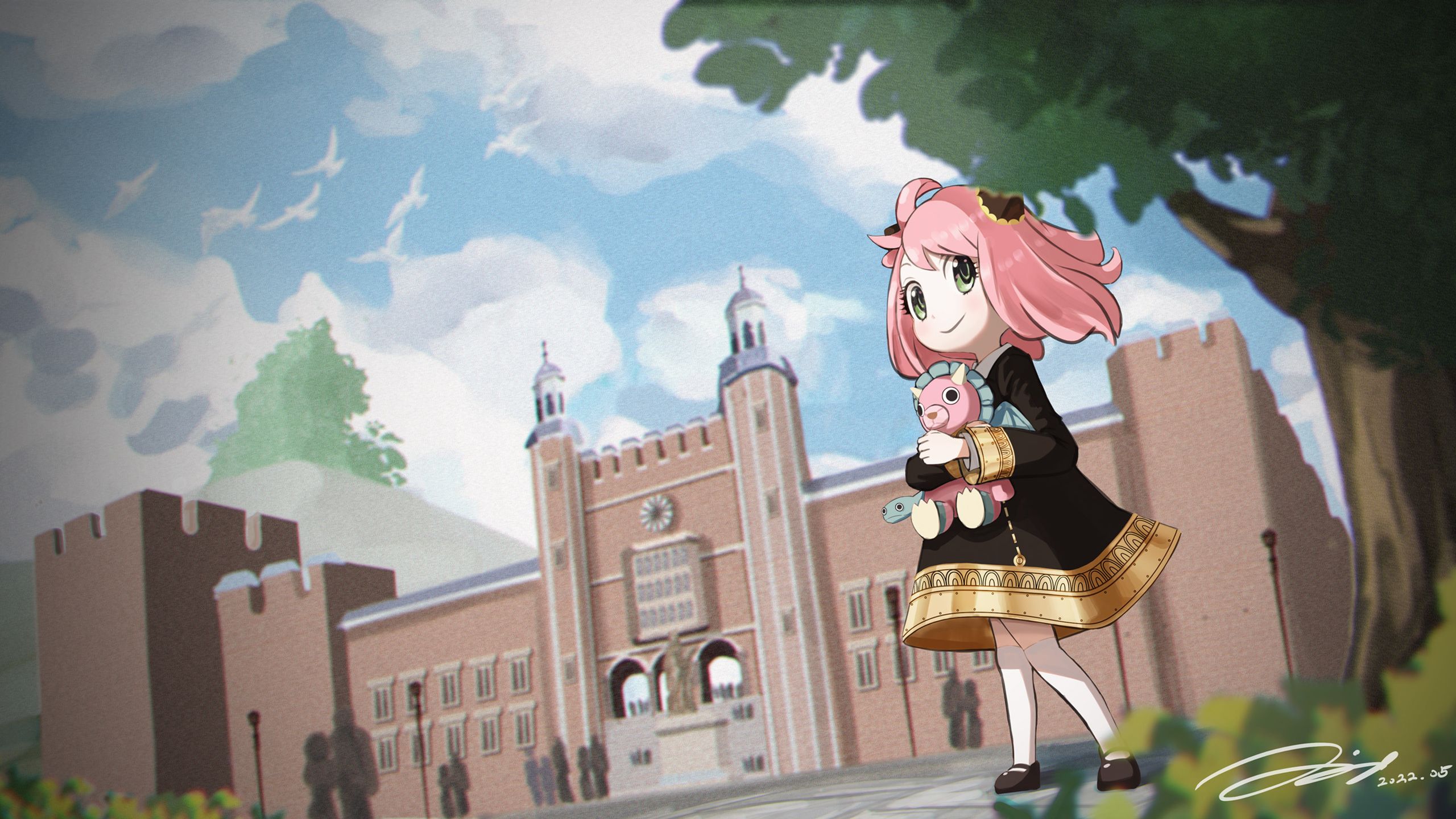 2560x1440 Pink Hair Anya Forger HD Spy x Family Wallpaper