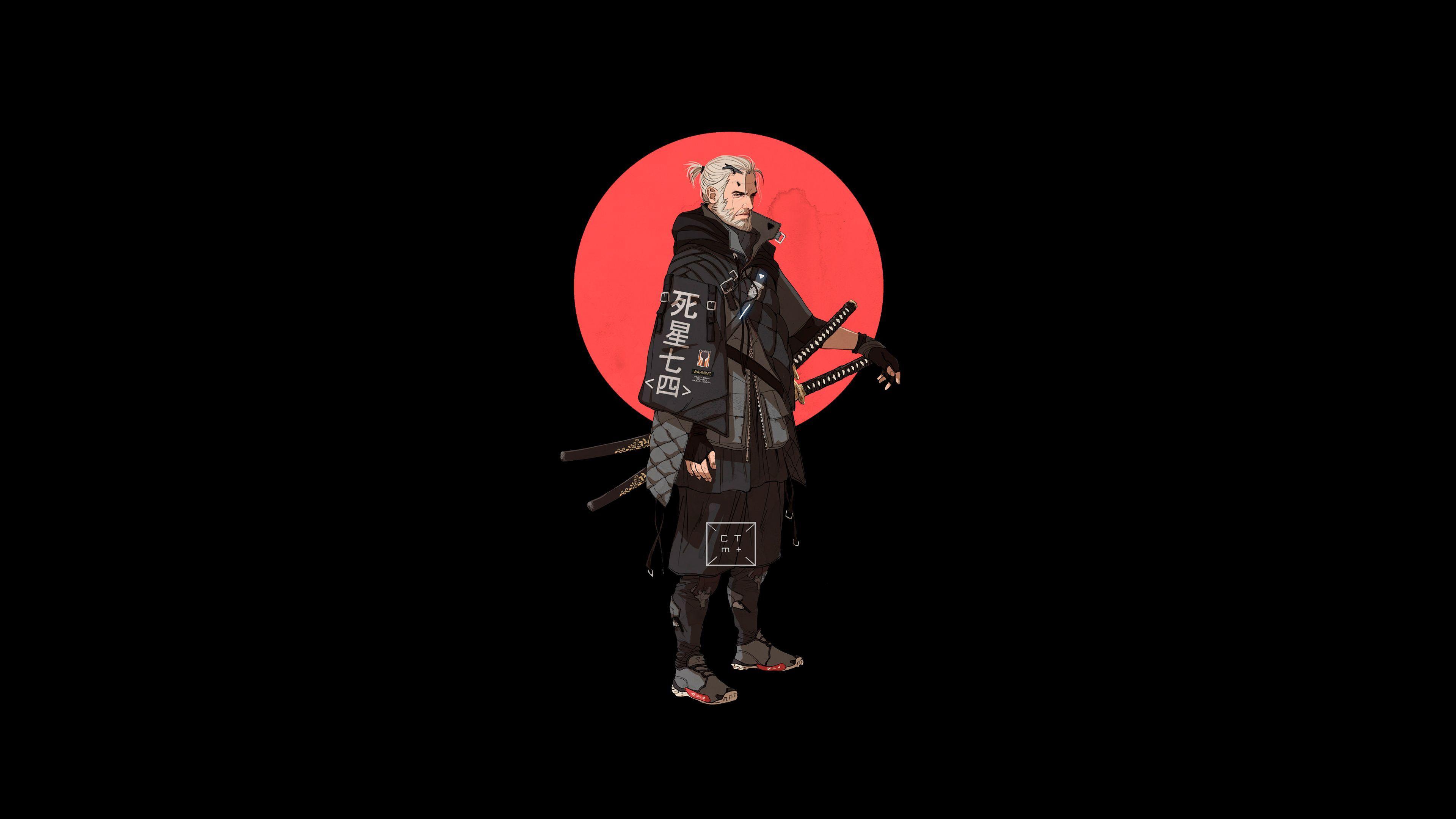 3840x2160 Geralt Of Rivia Minimalist Wallpaper