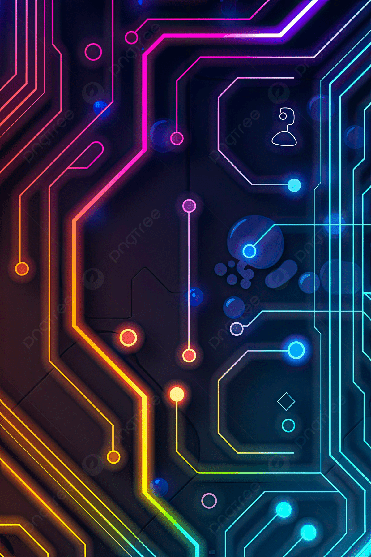 1200x1800 Circuit Board Background With Colorful Glowing Neon Light Effect Wallpaper Image For Free Download