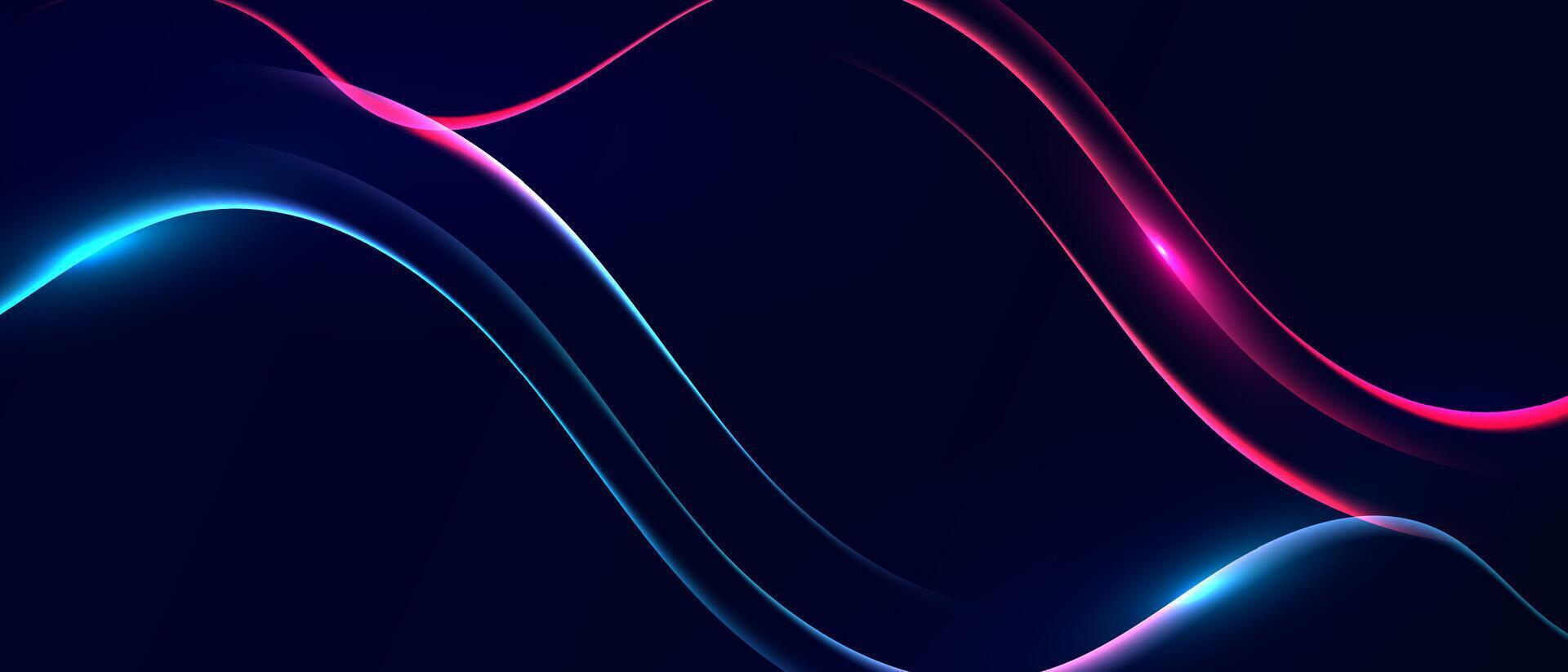1920x823 glowing wave abstract background with pink and blue light effect