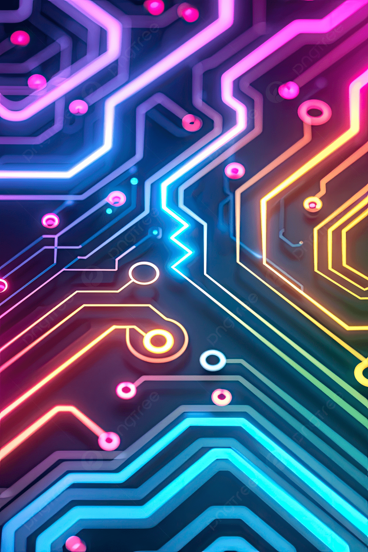 1200x1800 Circuit Board Background With Colorful Glowing Neon Light Effect Wallpaper Image For Free Download
