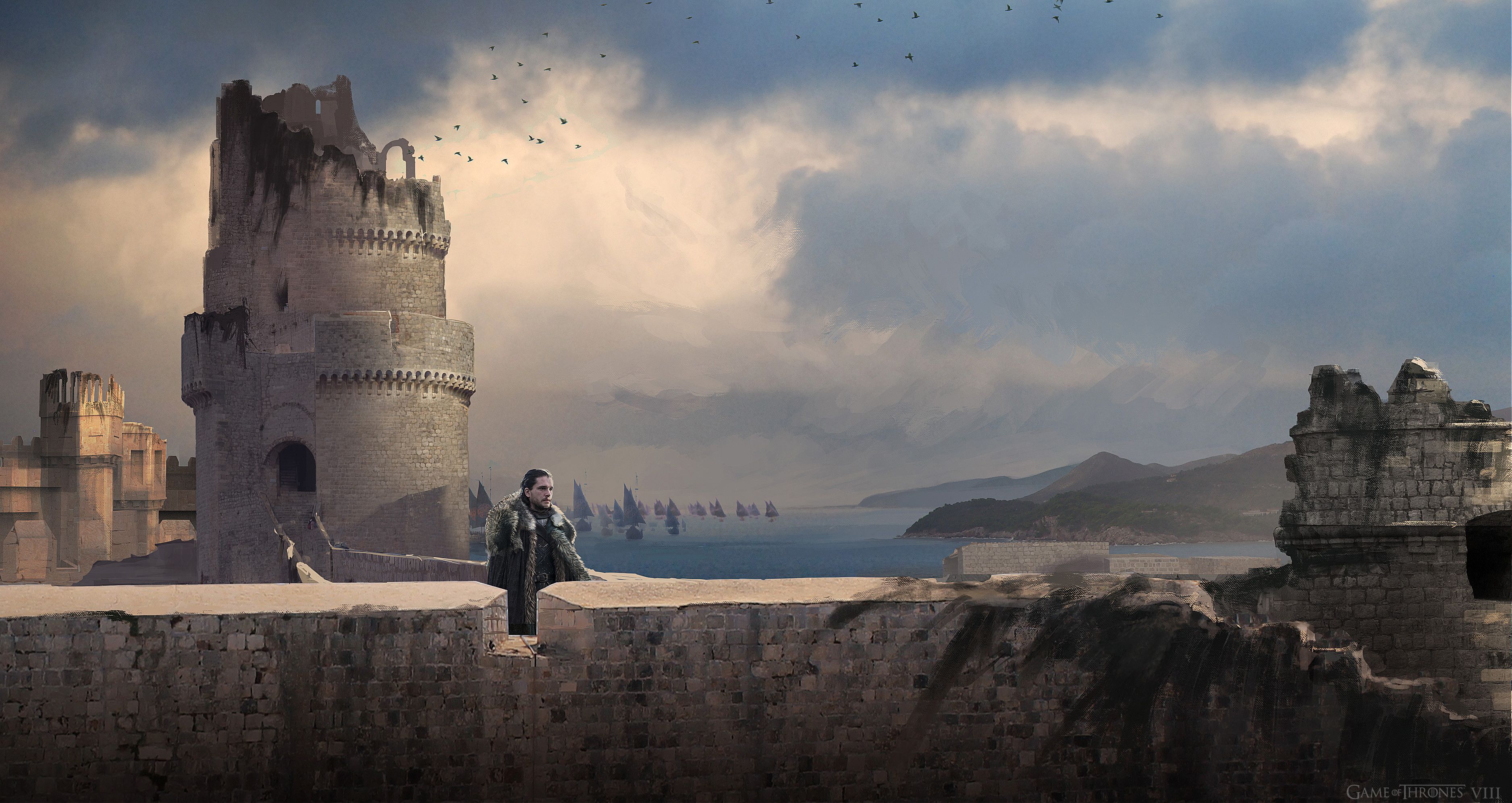 3752x1994 The Artwork of Kieran Belshaw Keep Ruins, Jon Snow final episode